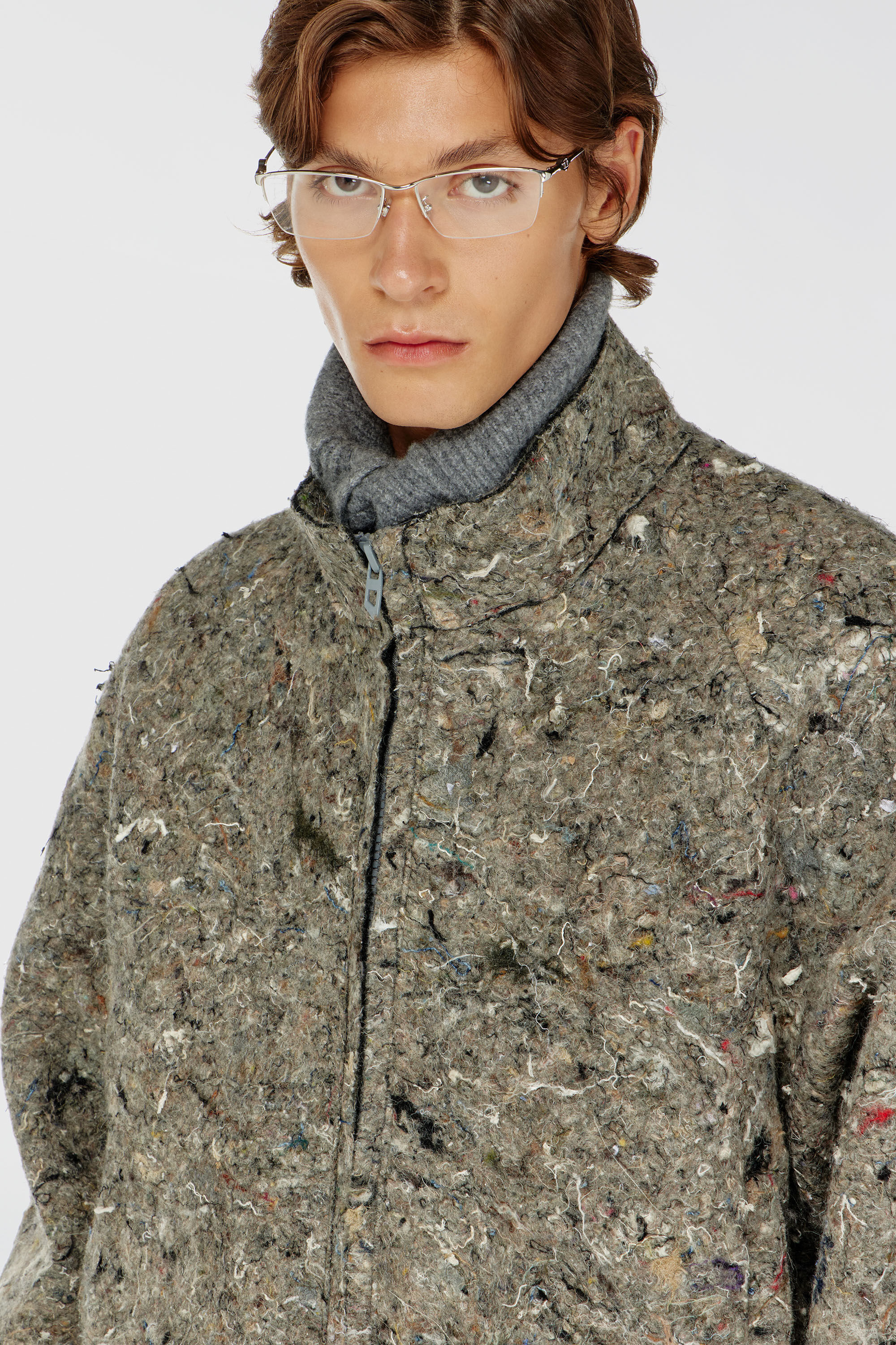 Diesel - J-DISTEM, Man's Upcycled felted jacket in Grey - 5