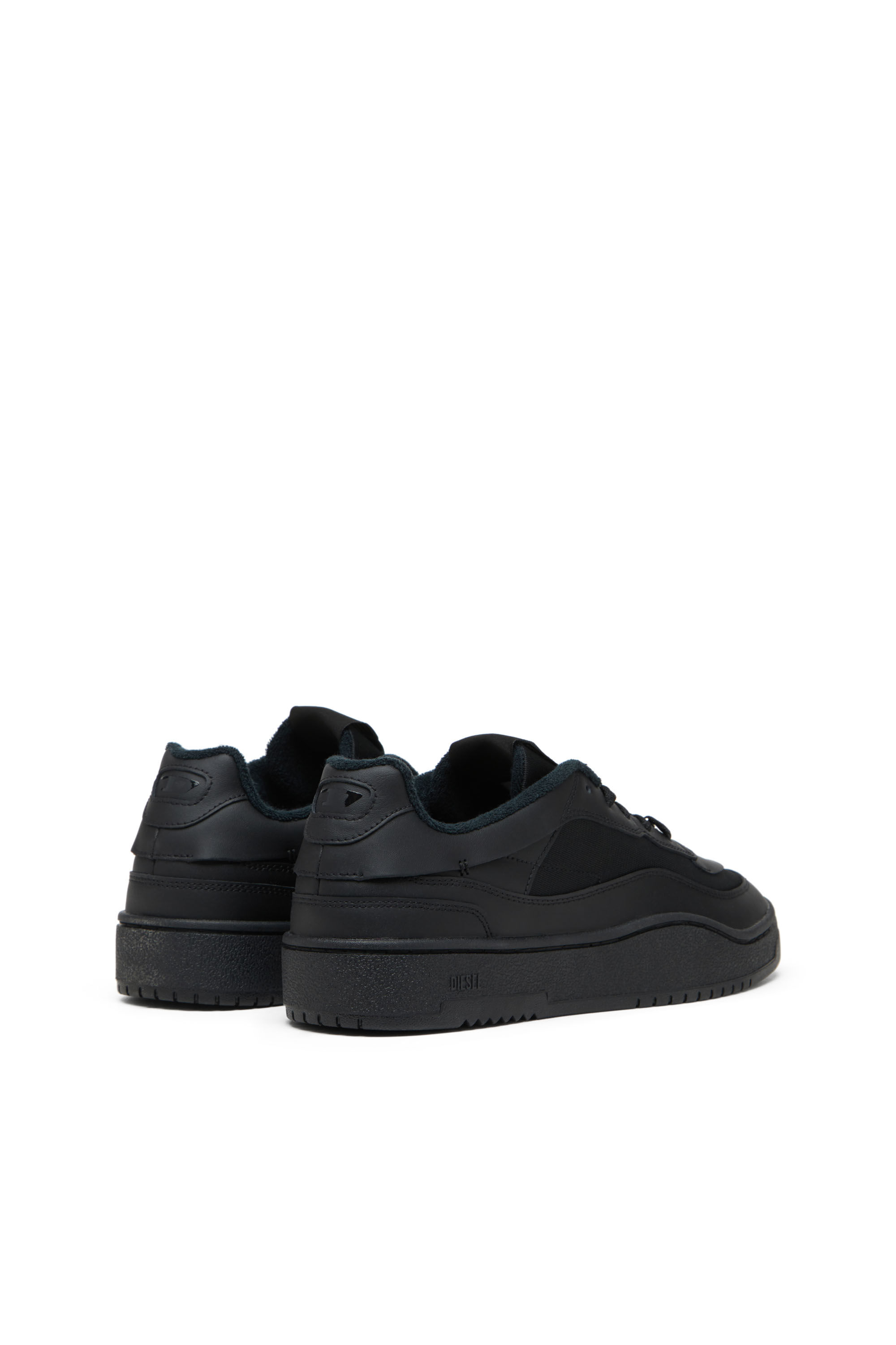 Men's S-Oval Skate-Fabric-panelled leather sneakers | Black | Diesel