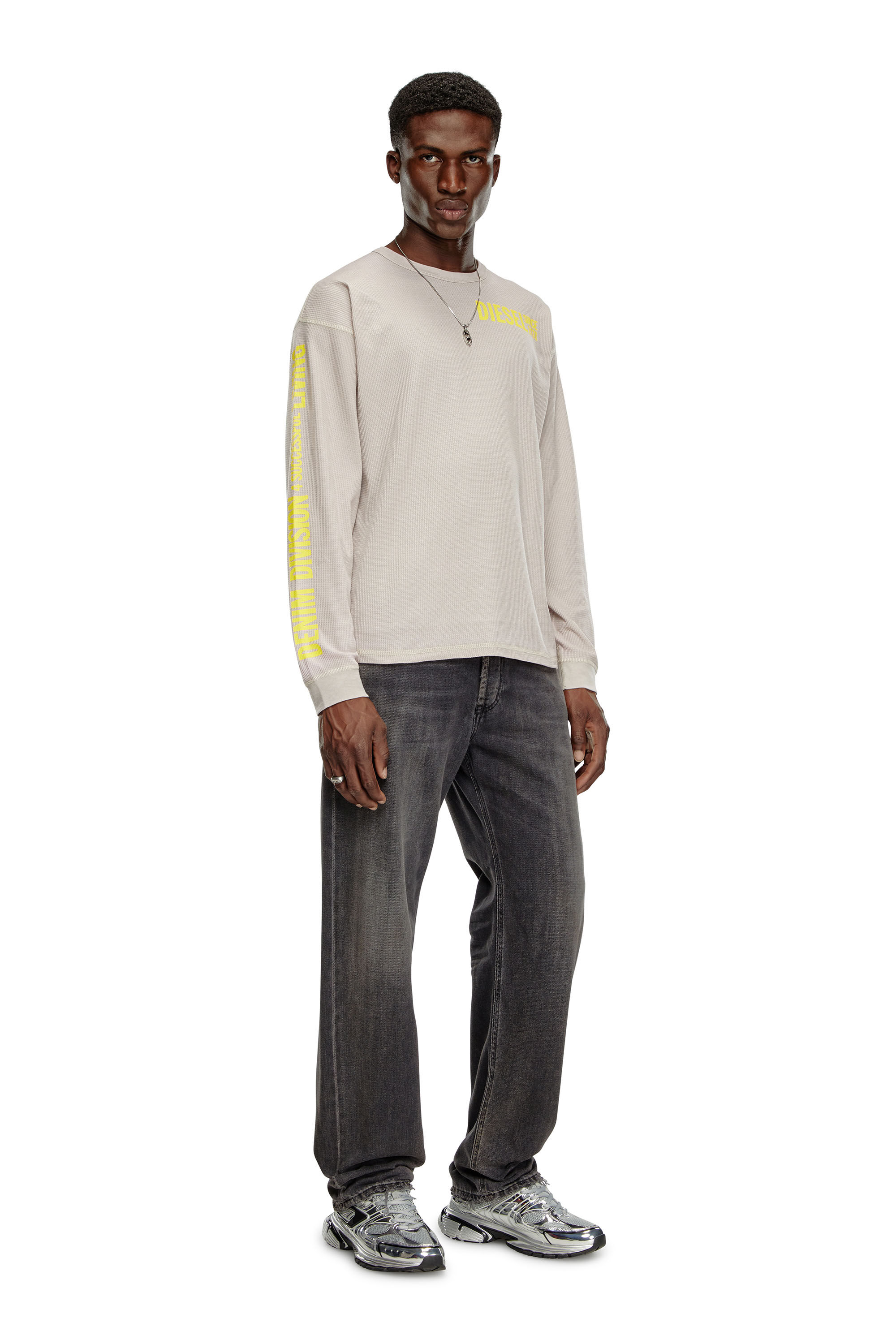 Diesel - T-BURNXT-LS, Man's Long-sleeve T-shirt in burnout waffle in Face Powder - 1