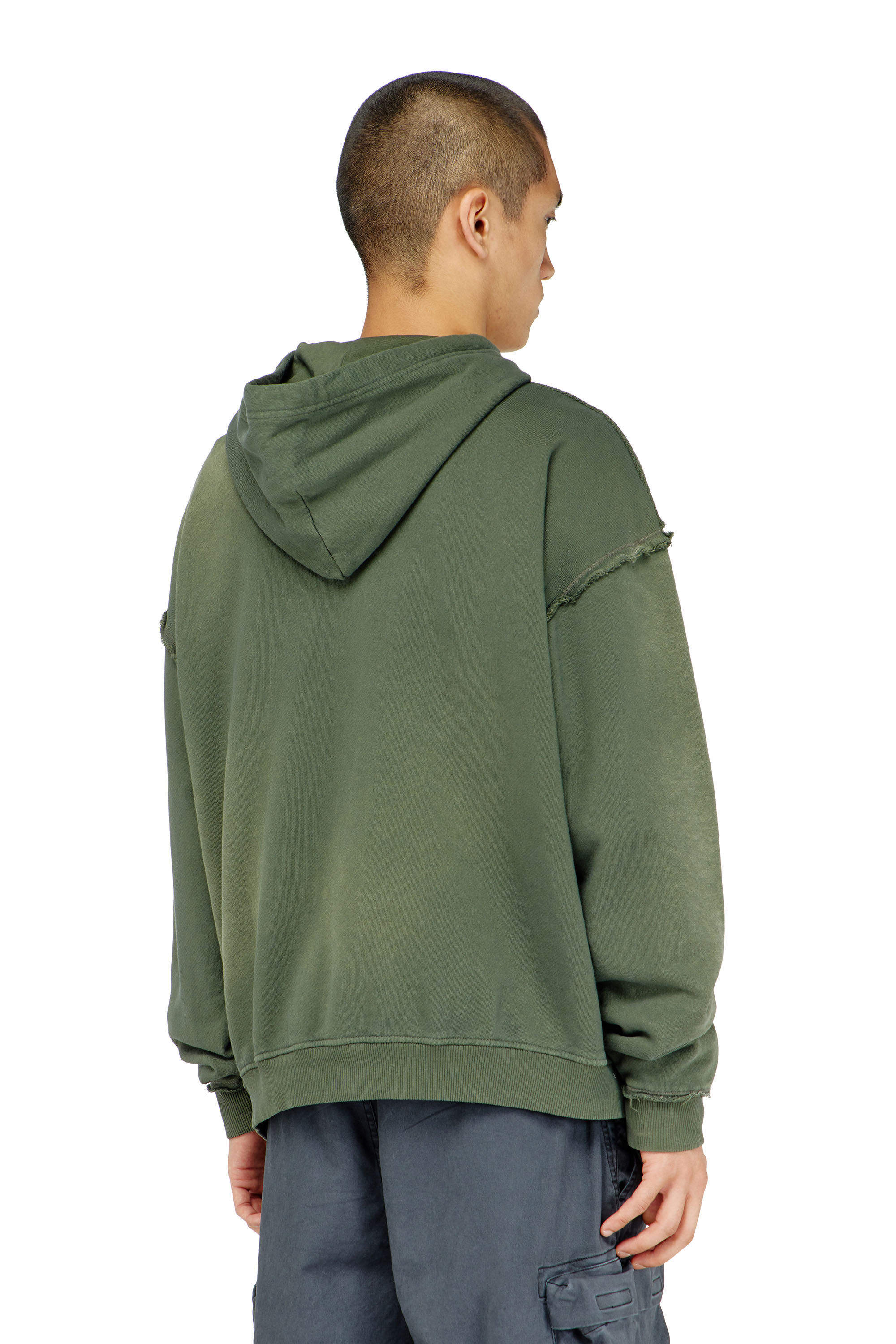 Diesel - S-POCK-HOOD, Man's Faded cotton hoodie with frayed details in null - 4