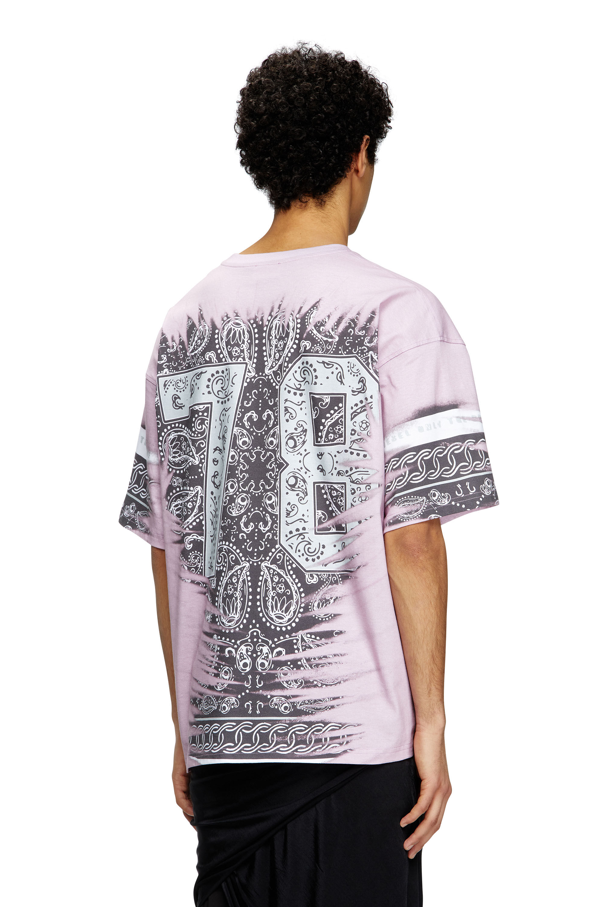 Men's T-shirt with 78 bandana print | Pink | Diesel