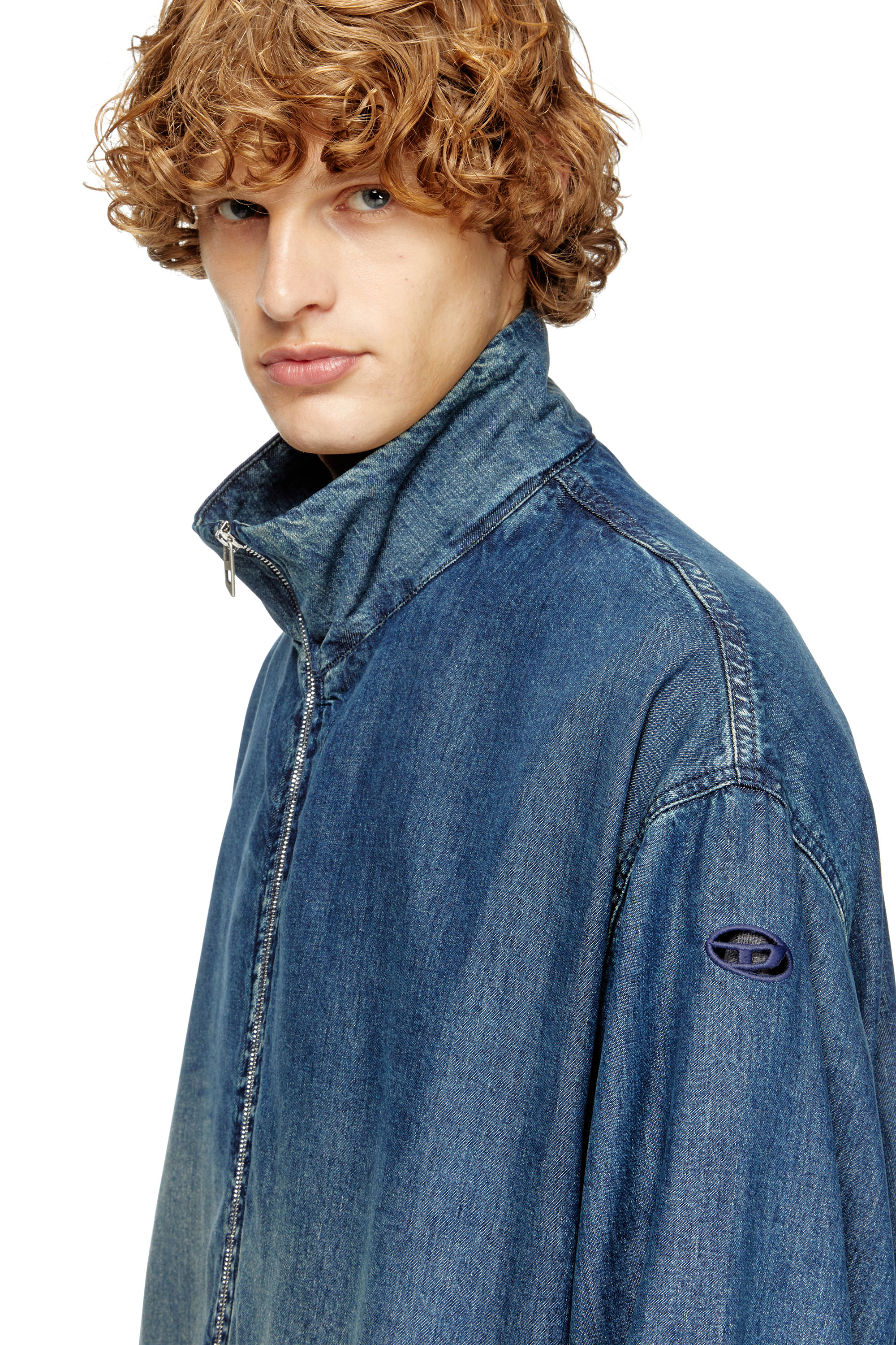 D-KRAP-S6, Medium blue Diesel - D-KRAP-S6, Man's Zipped jacket in fluid denim in Medium blue - 5