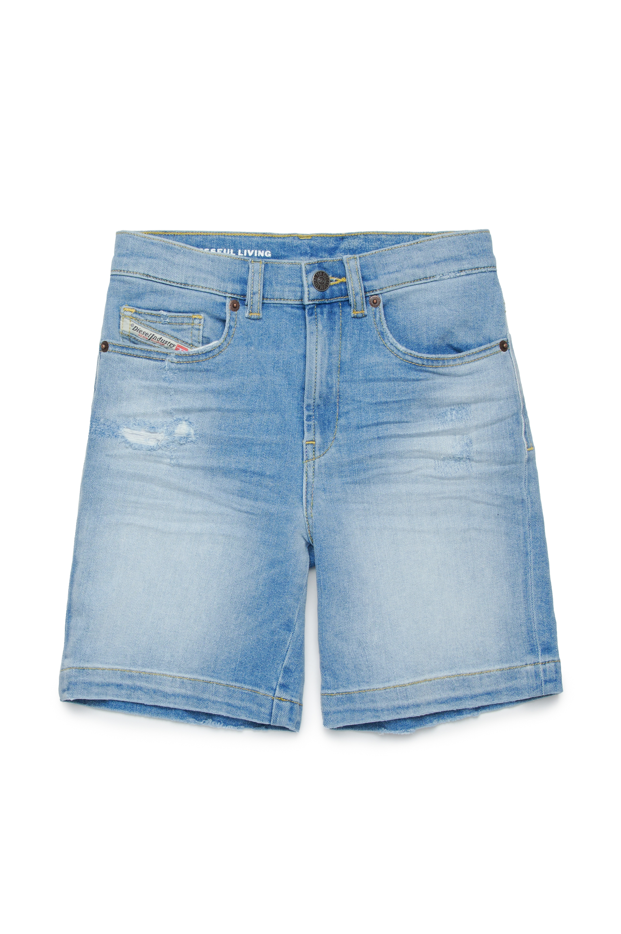 Diesel - D-MACS-SH-J, Man's Bermuda shorts in distressed denim in Light Blue - 1