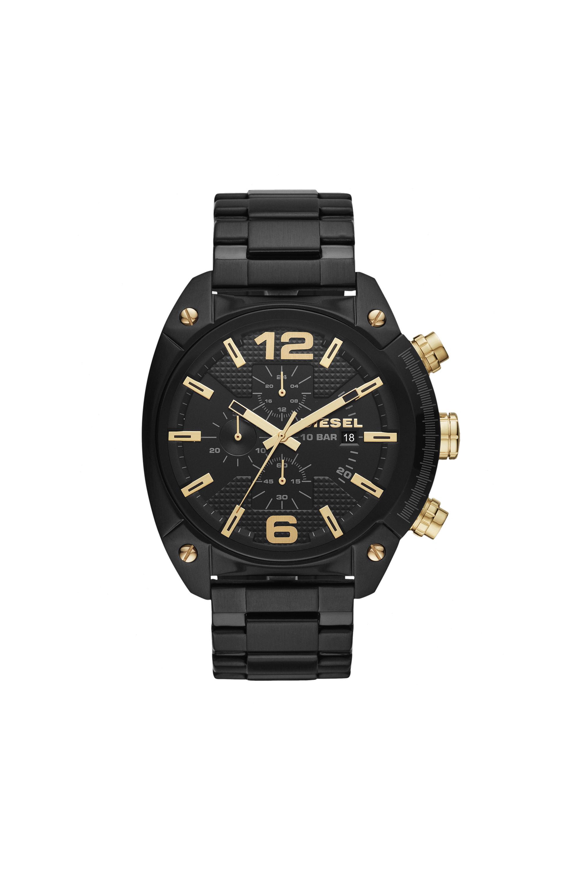 Diesel - DZ4504, Man's Overflow black stainless steel watch in Black/Gold - 1