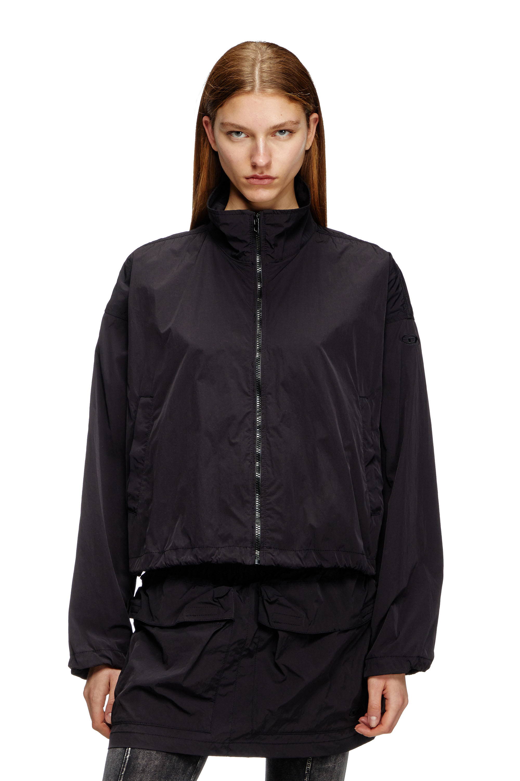 Diesel - G-LEAM, Woman's Windbreaker in compact nylon in Black - 3