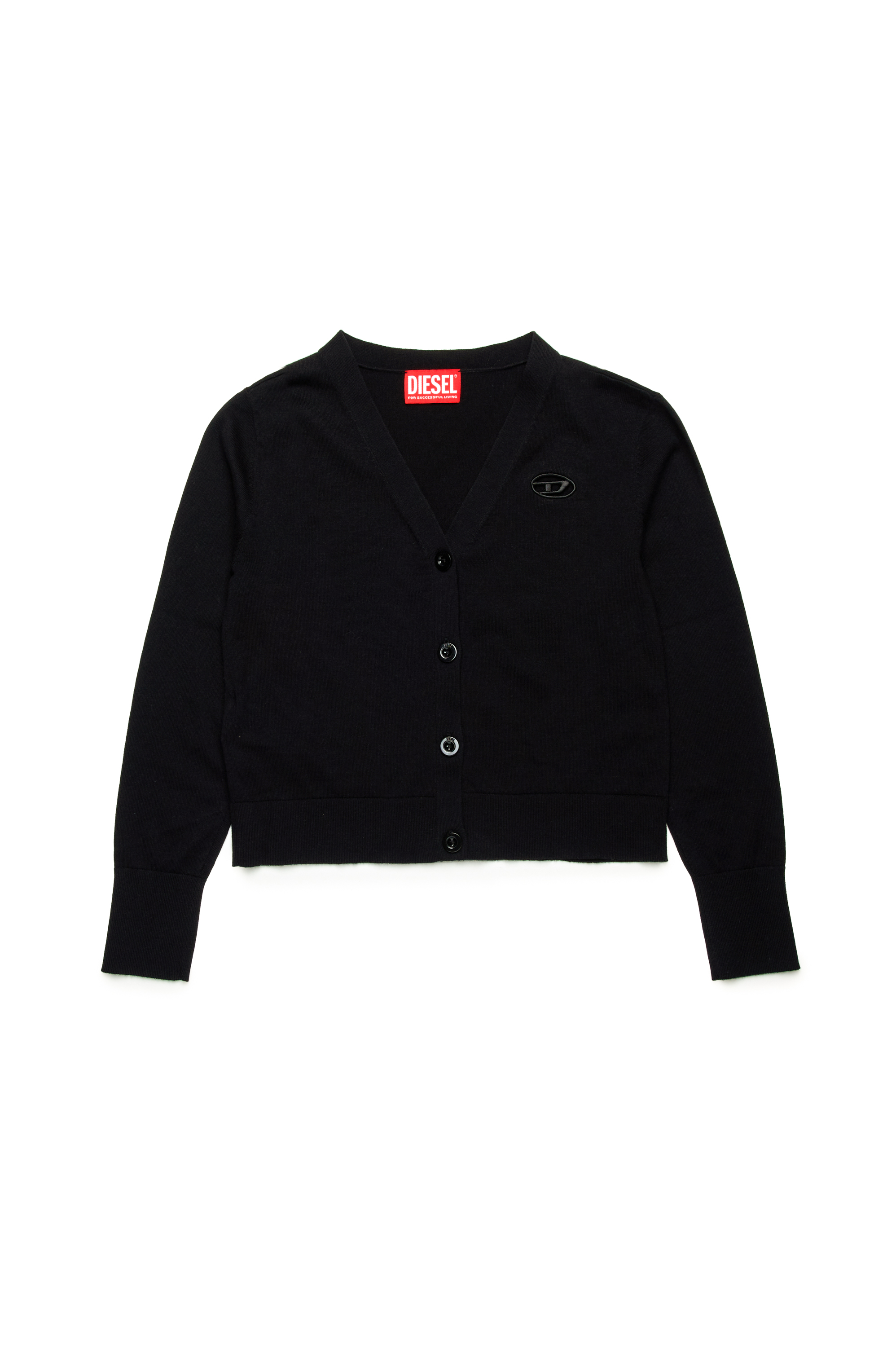 Diesel - KMARTE, Woman's Cardigan with cut-out Oval D logo in Black - 1