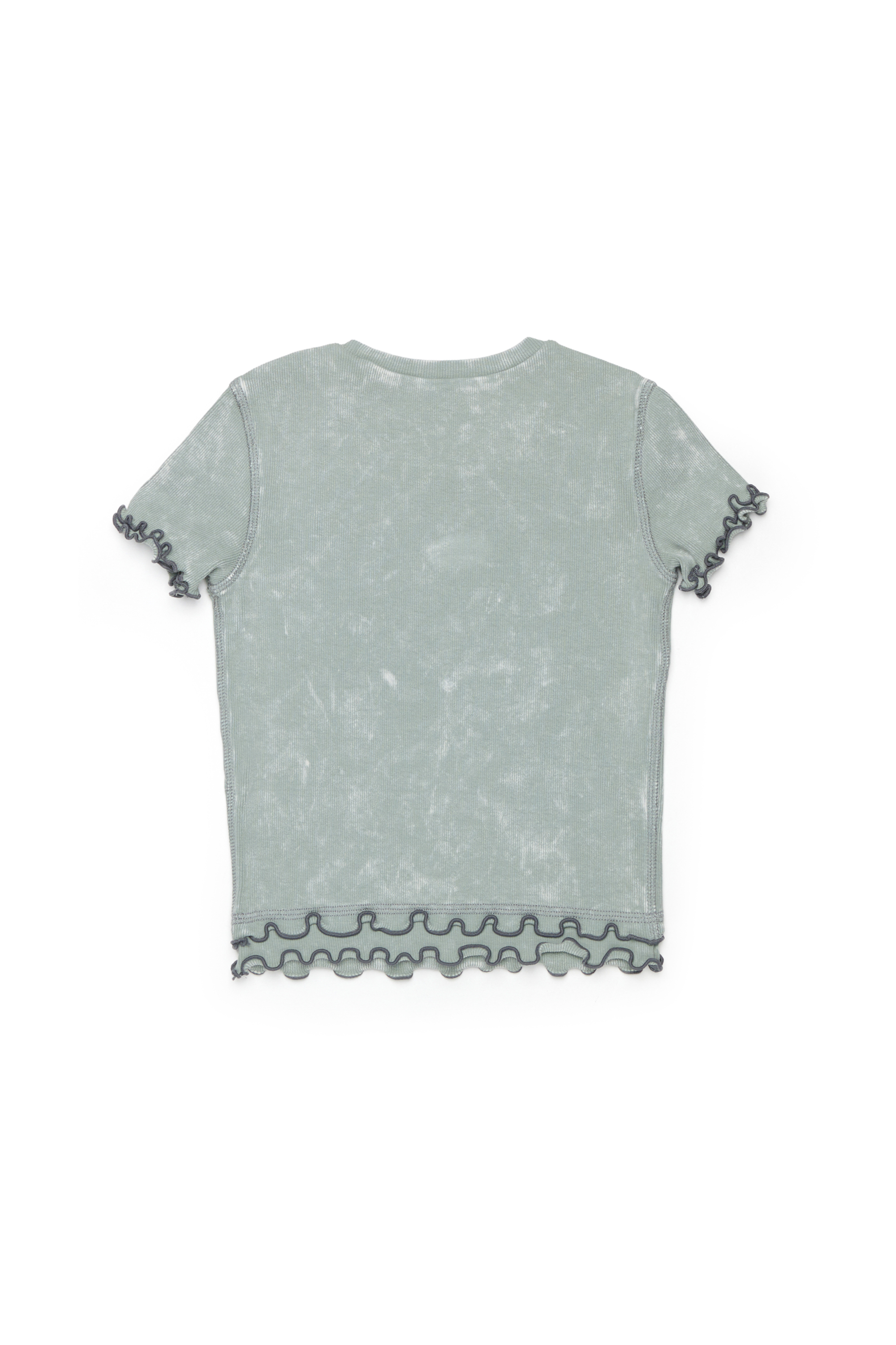 Diesel - TAILIA, Woman's Ribbed T-shirt with frills in Grey - 2