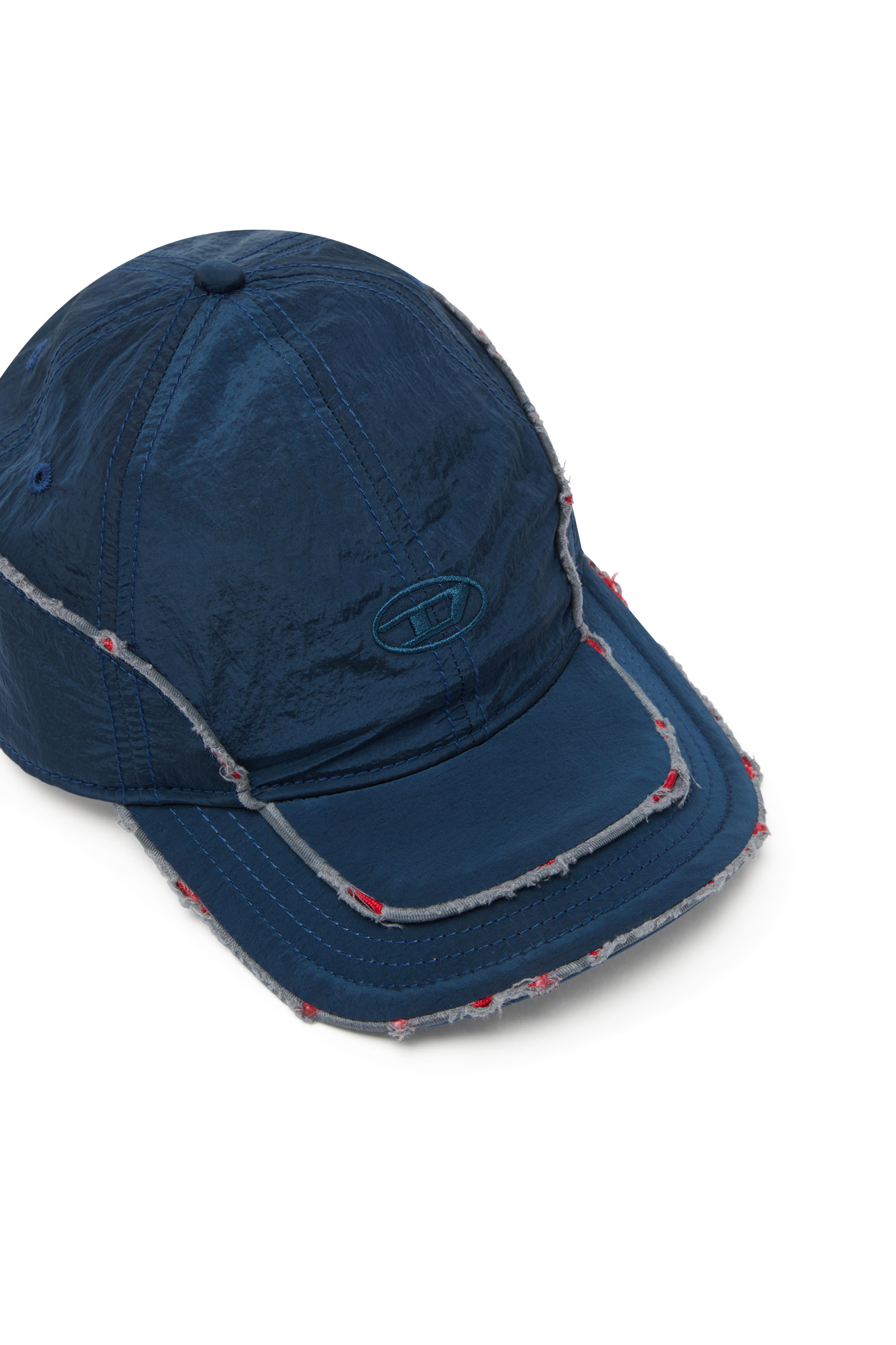 Diesel - C-ONNOR, Man's Crinkled nylon baseball cap with tonal D in Blue - 3