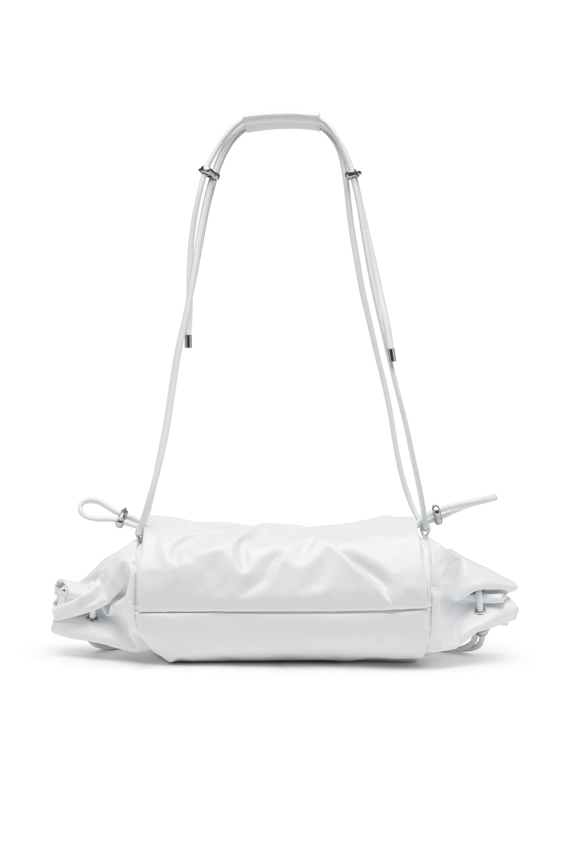 Diesel - SCRUNCH-D SHOULDER M, Woman's Scrunch-D M-Borsa a spalla in pelle lucida in White - 2