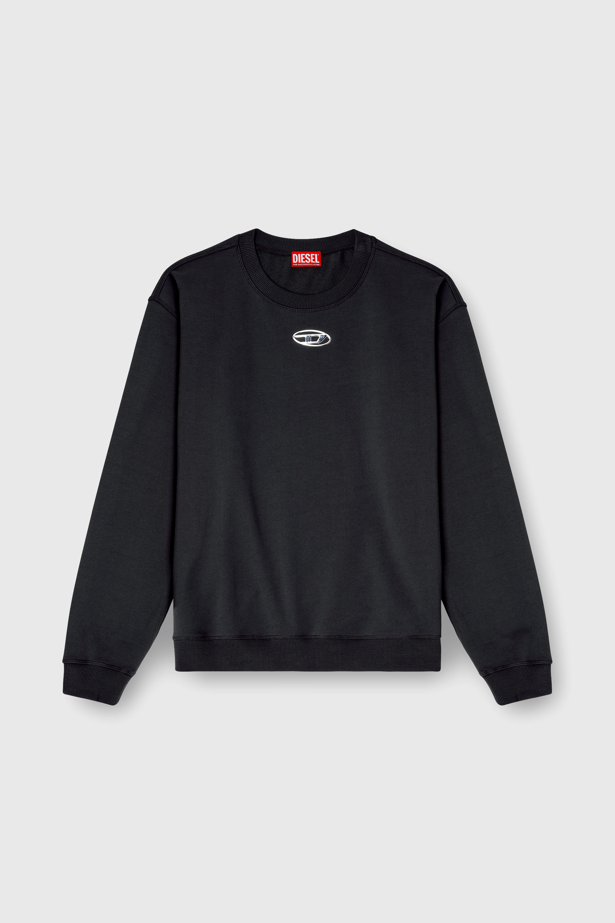 Diesel - S-NORM-IOD, Man's Regular sweatshirt with metallic Oval D in Black - 2