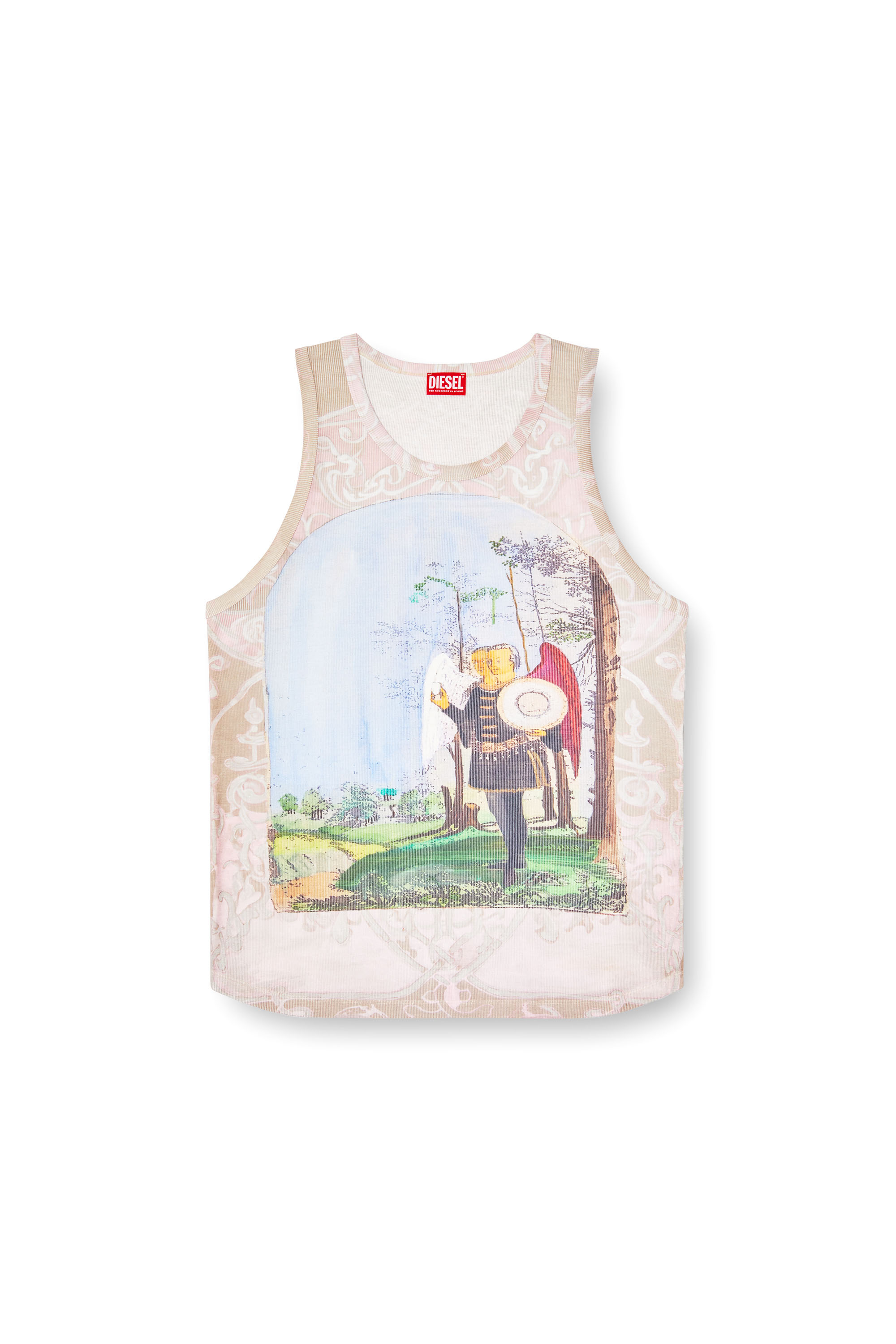 Diesel - T-ALY, Man's Tank top with medieval print in Pink - 3