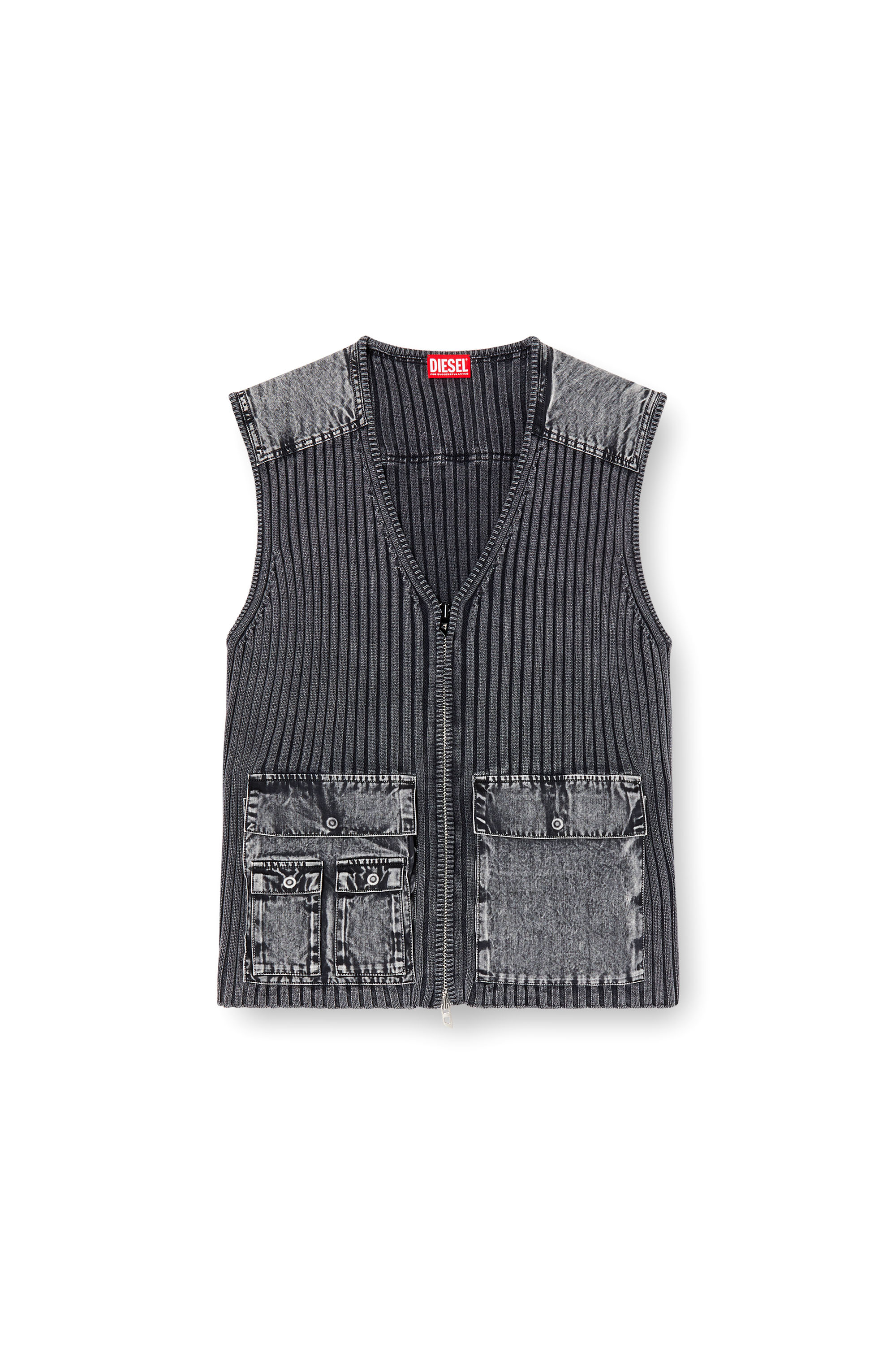 K-MARGIE, Dark grey Diesel - K-MARGIE, Man's Utility vest with contrast panels in Dark grey - 2