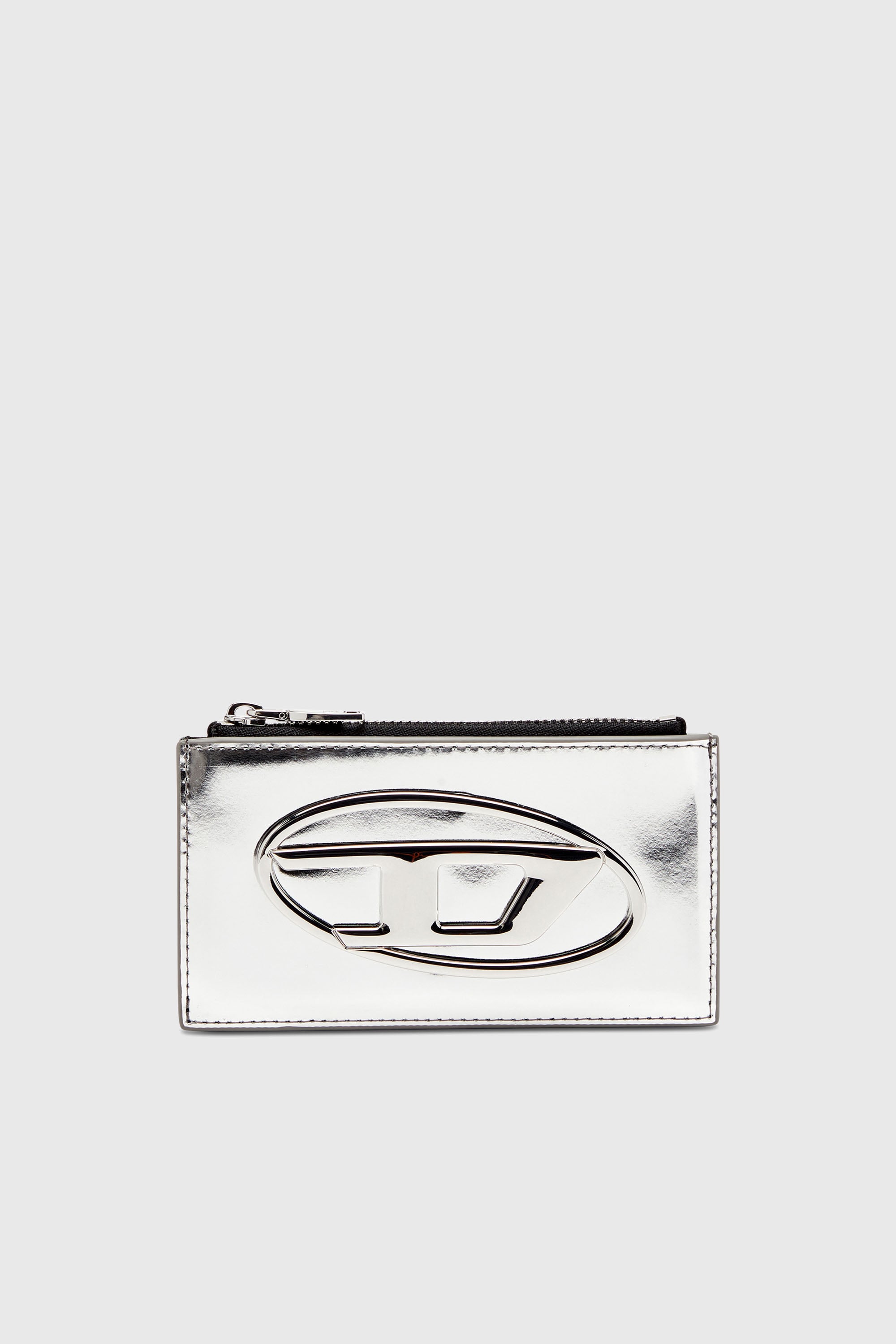 Diesel - 1DR CARD HOLDER III, Woman's Card holder in mirror leather in Silver - 1