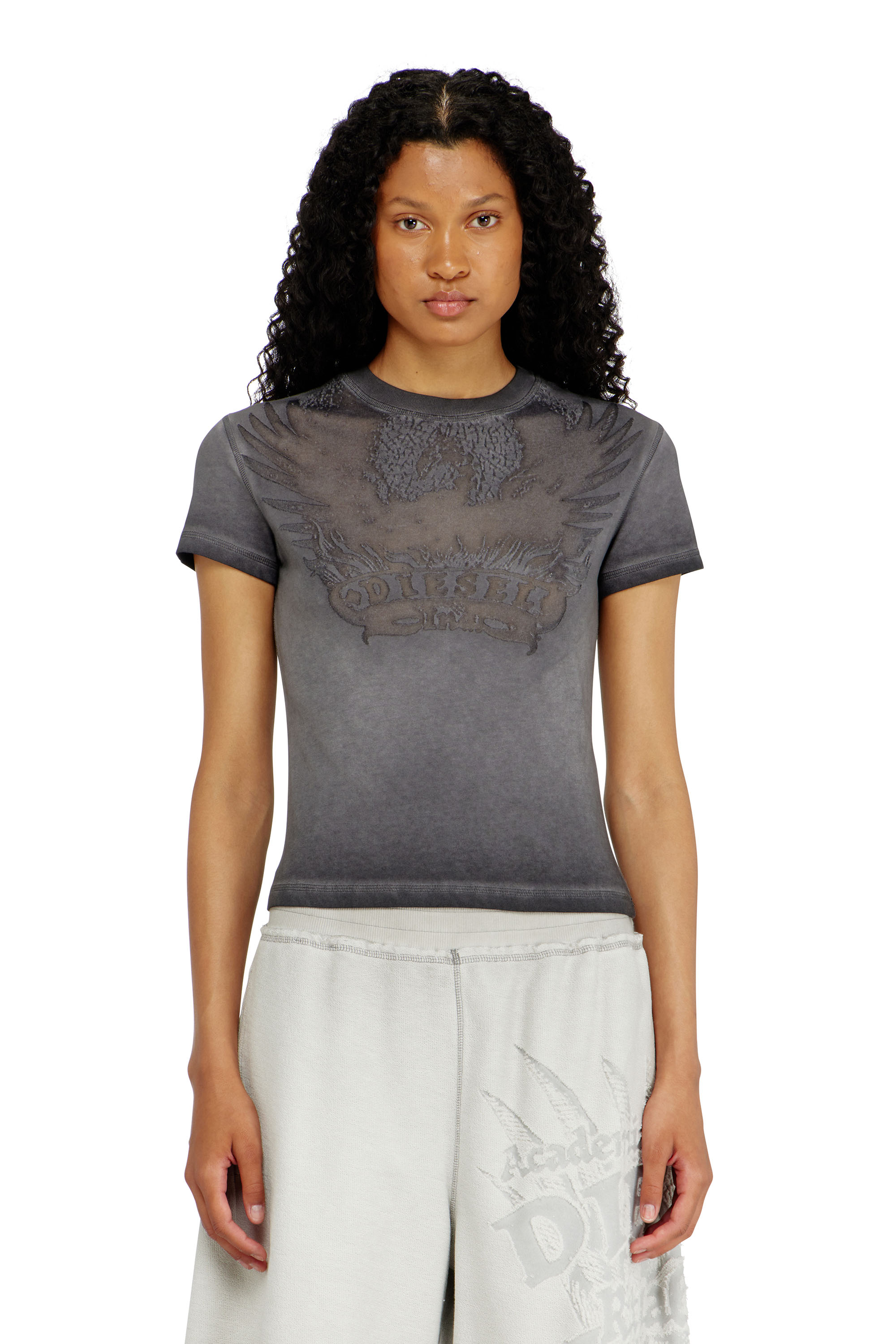 Diesel - T-ILA-AA7, Woman's Slim T-shirt with d&eacute;vor&eacute; Phoenix in null - 1