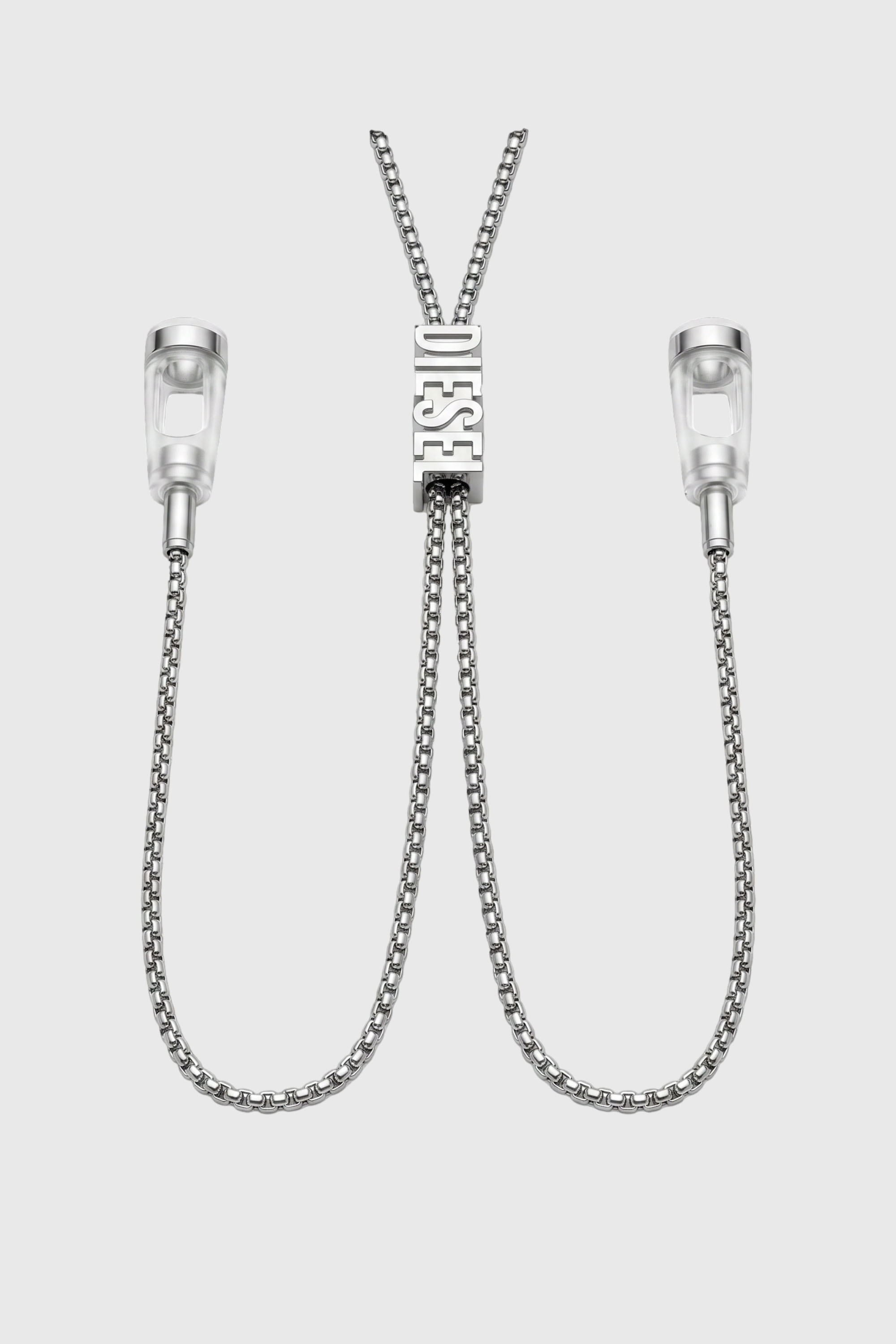 Diesel - 60669 EARBUDS CHAIN EARBUNDS CHAIN, Unisex's D chain earbuds necklace in Silver - 1