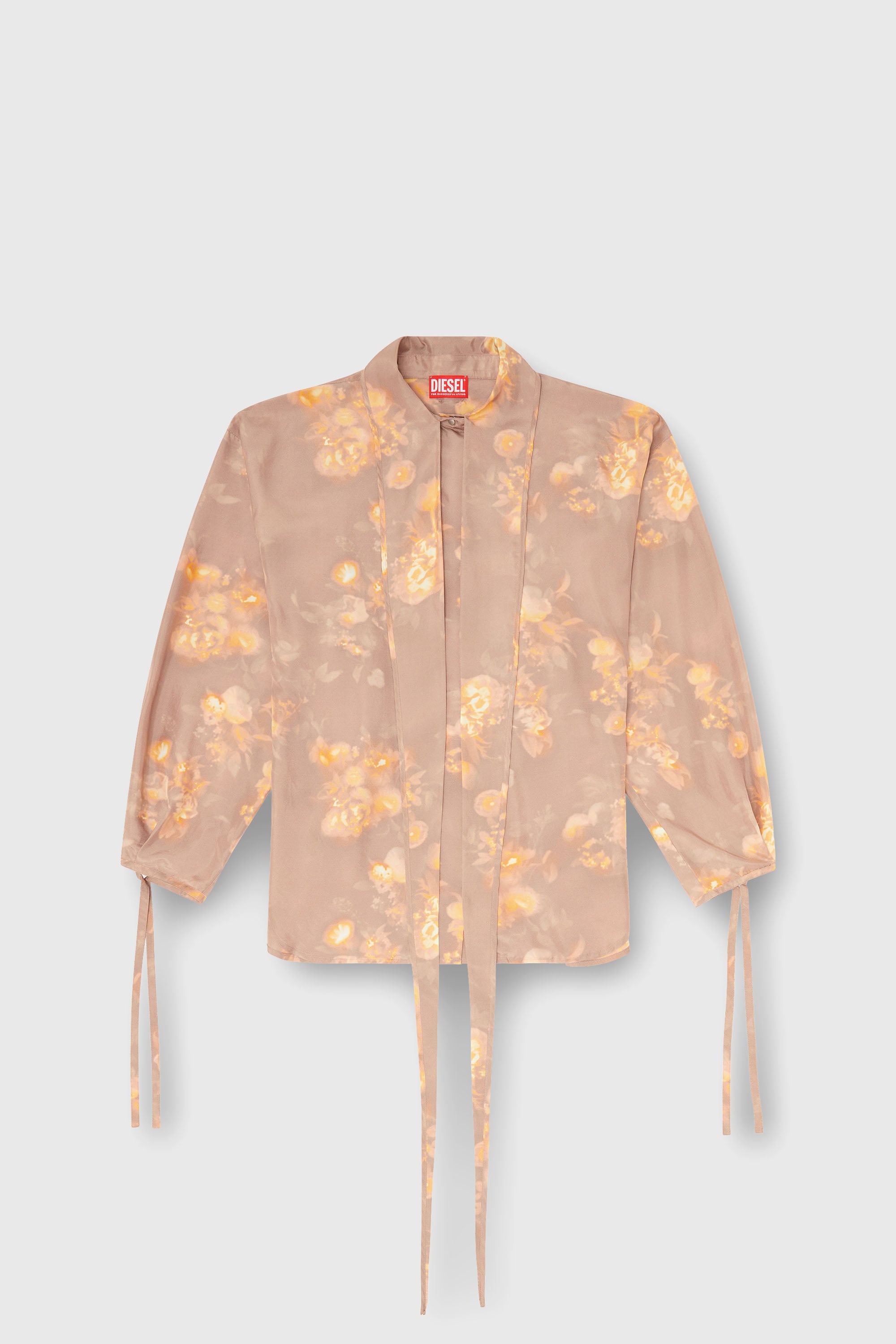 Diesel - C-ALLAS-T1, Woman's Shirt in floral-print habotai silk in Light Brown - 2
