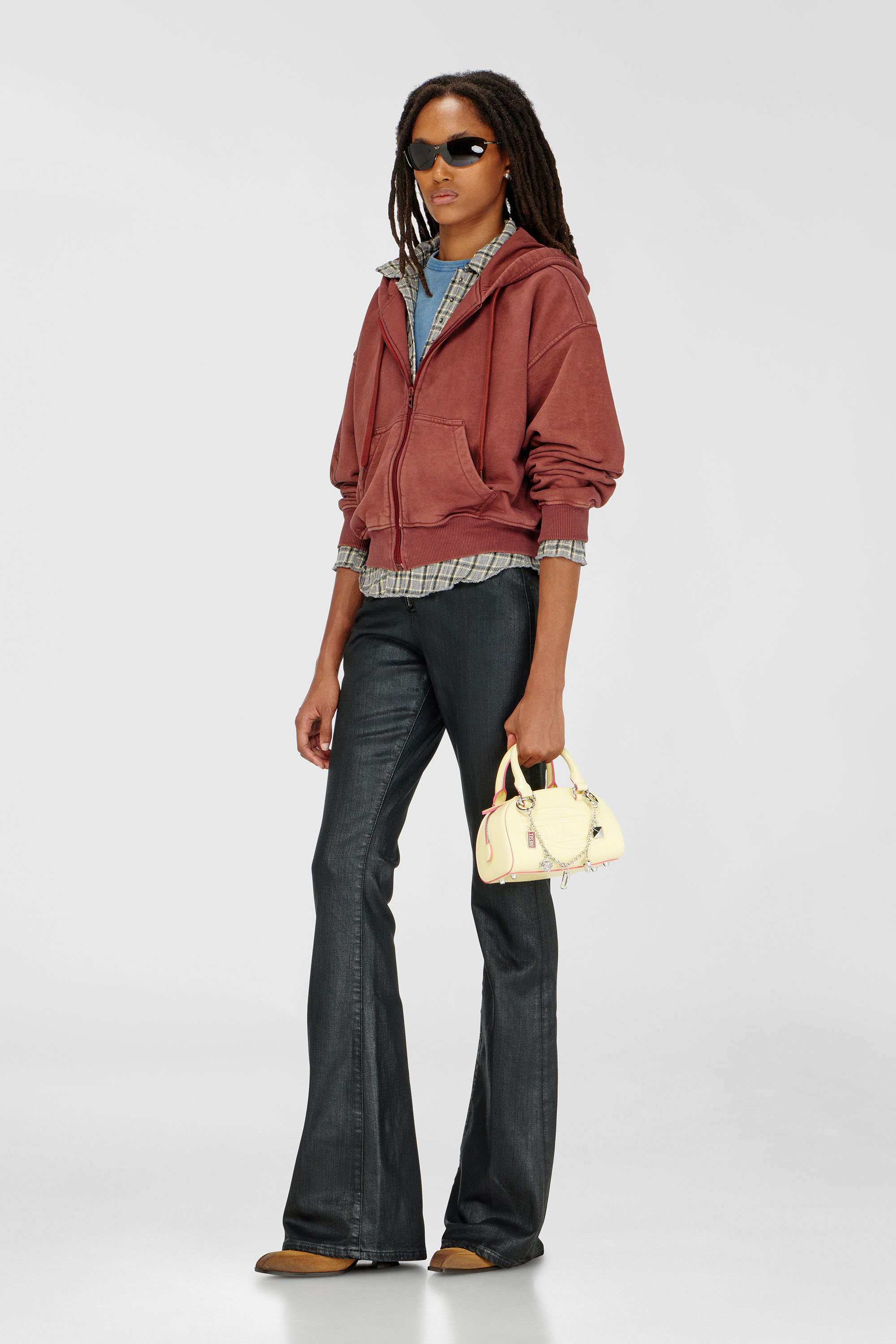 Zip-up hoodie with puff-print floral logo