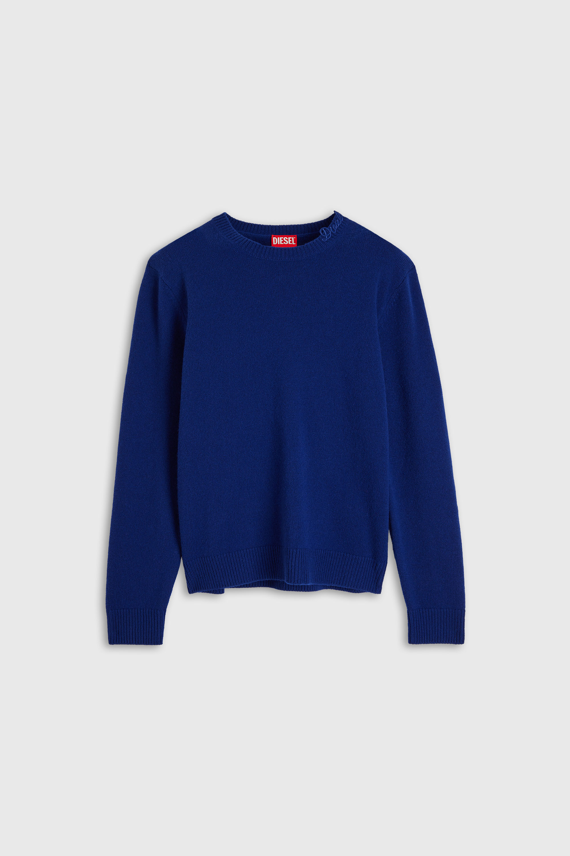 Diesel - K-IMBRO, Man's Wool jumper with neck logo in Blue - 1