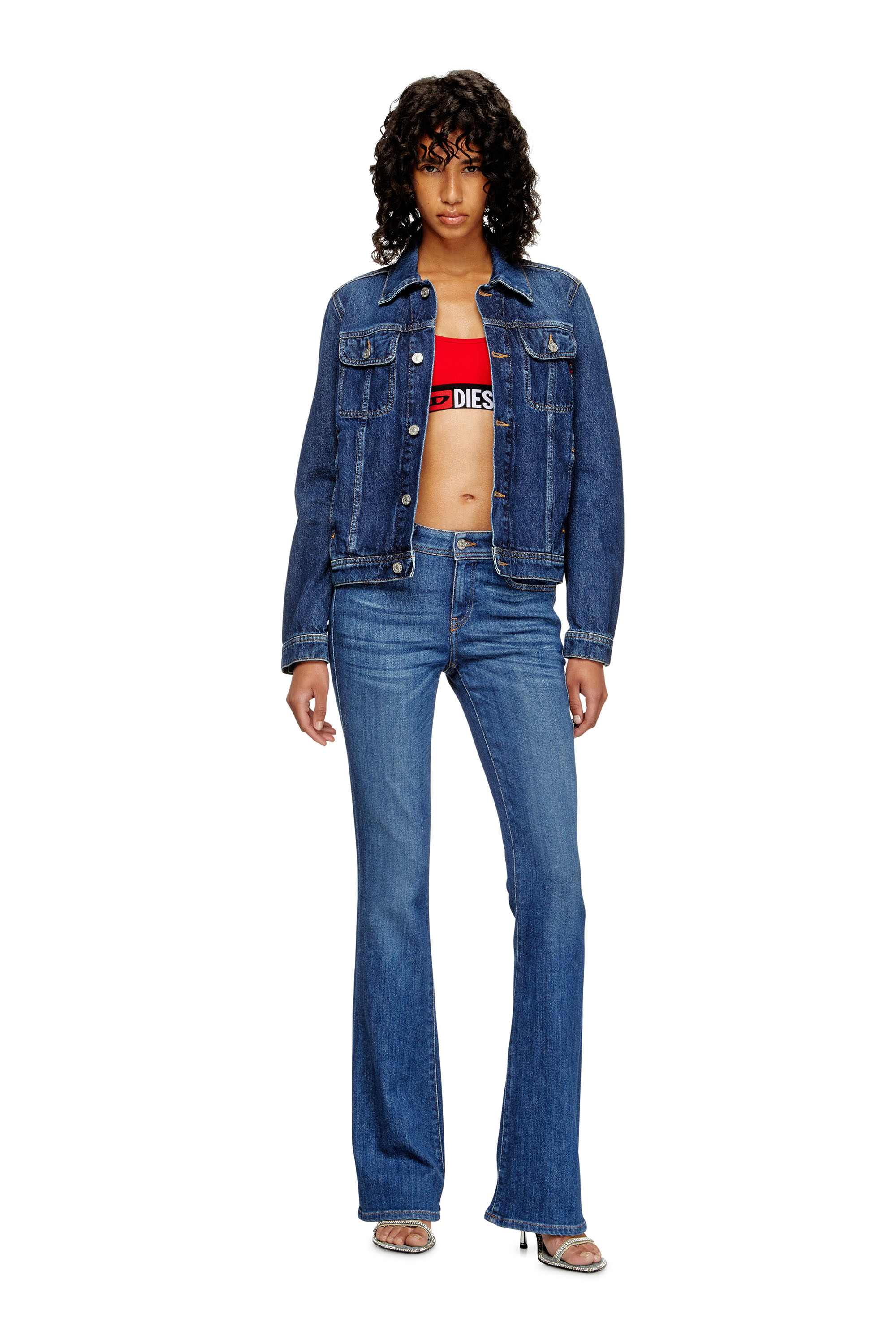 Diesel - UFSB-ORIBA, Woman's Bralette with logo band in Red - 1