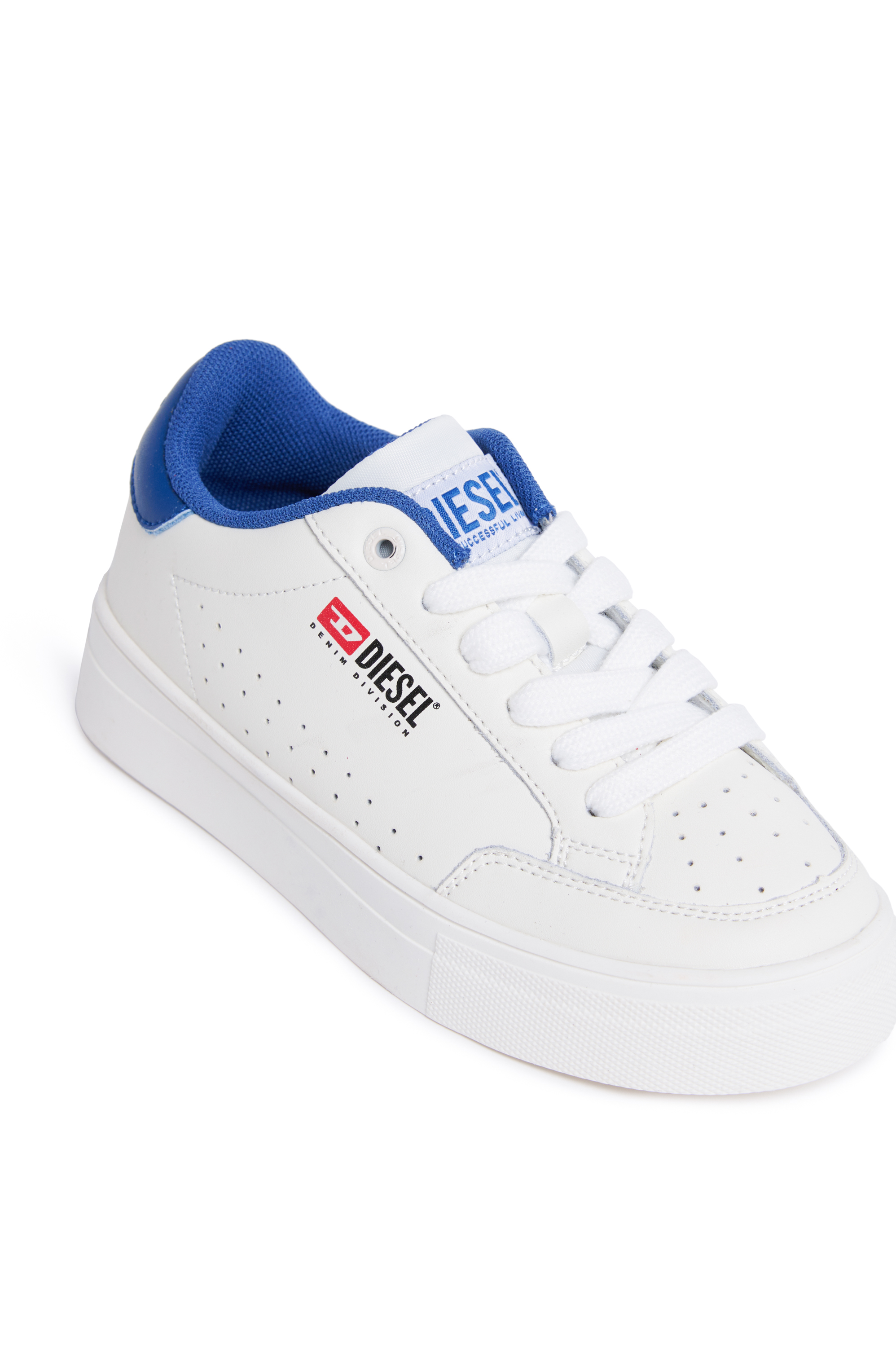 Diesel - S-VANEELA VTG, Unisex's Sneakers in perforated leather in White/Blue - 4