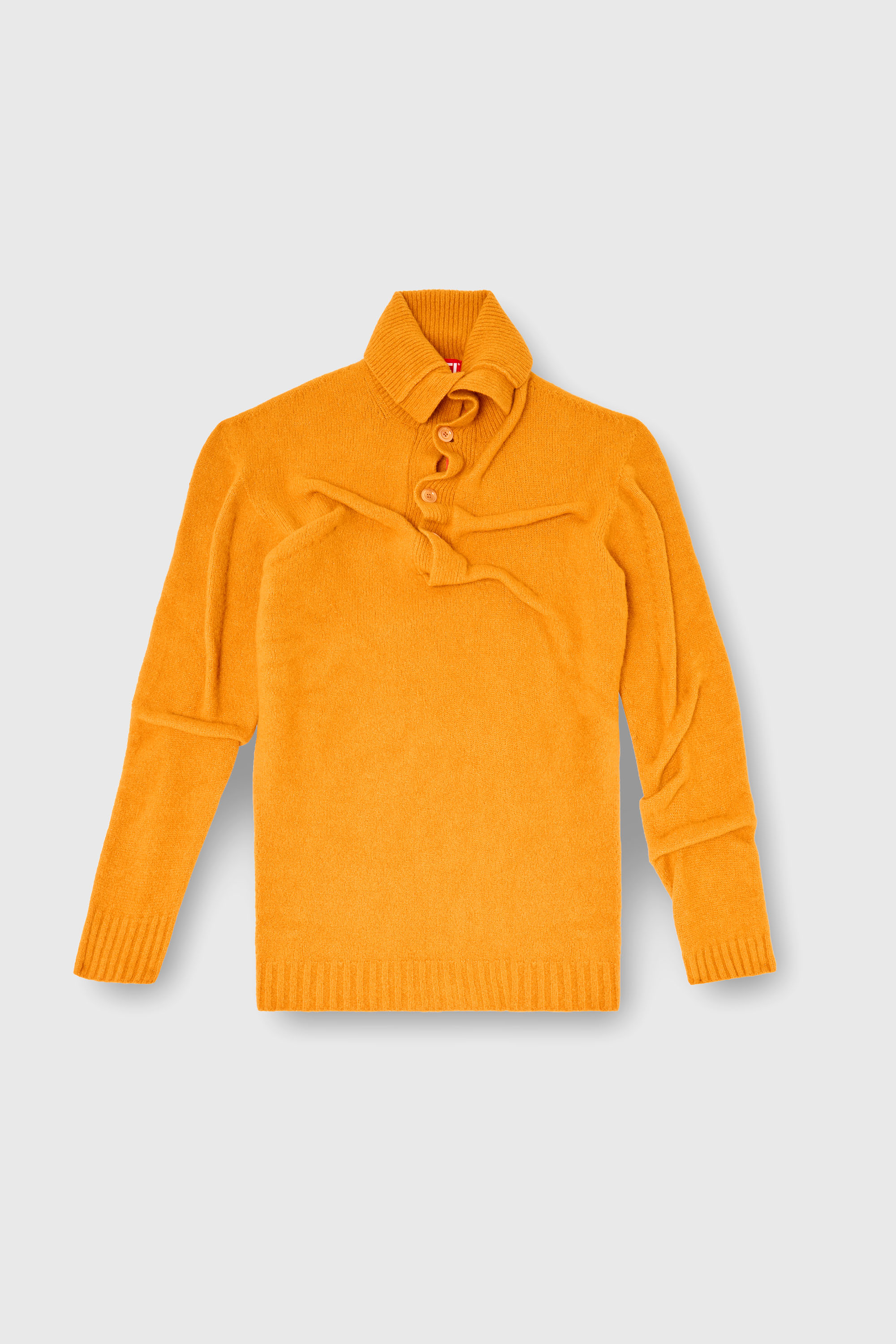 Diesel - K-ANDREW, Man's Button-neck jumper in wrinkled boiled knit in Orange - 1