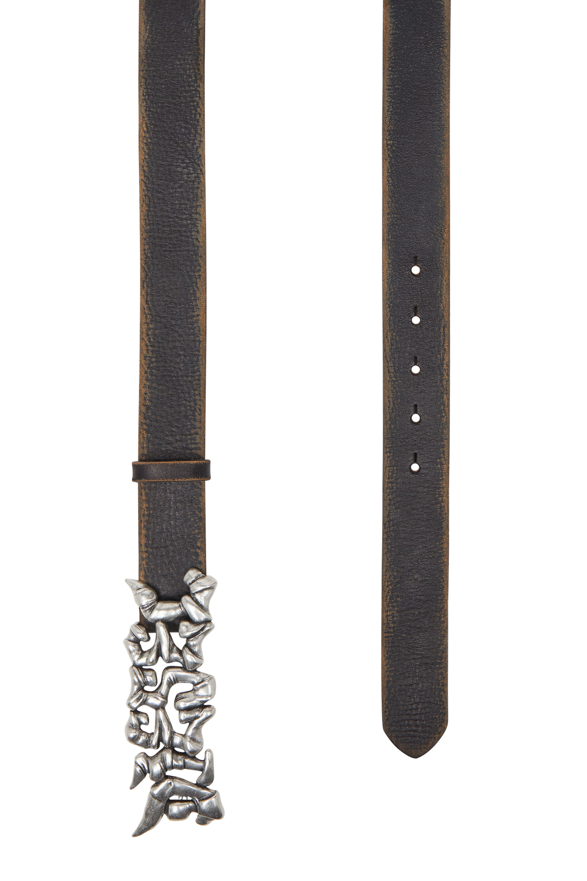 B-GRAFFITI, Black/Beige Diesel - B-GRAFFITI, Unisex's 3.5cm treated leather belt with graffiti buckle in Black/Beige - 2