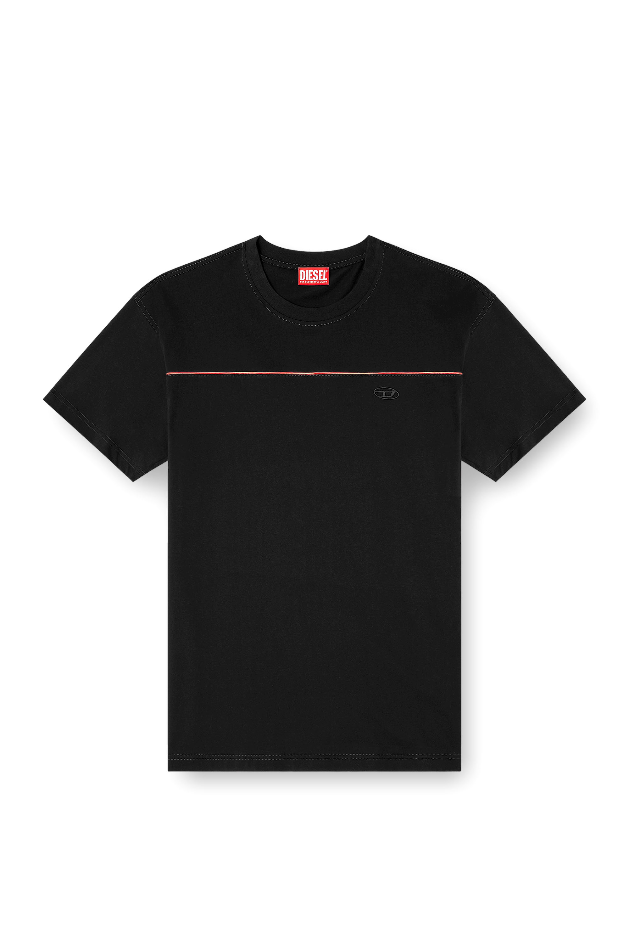 Diesel - T-NORM-PIPING, Man's T-shirt with contrast piping in Black - 2