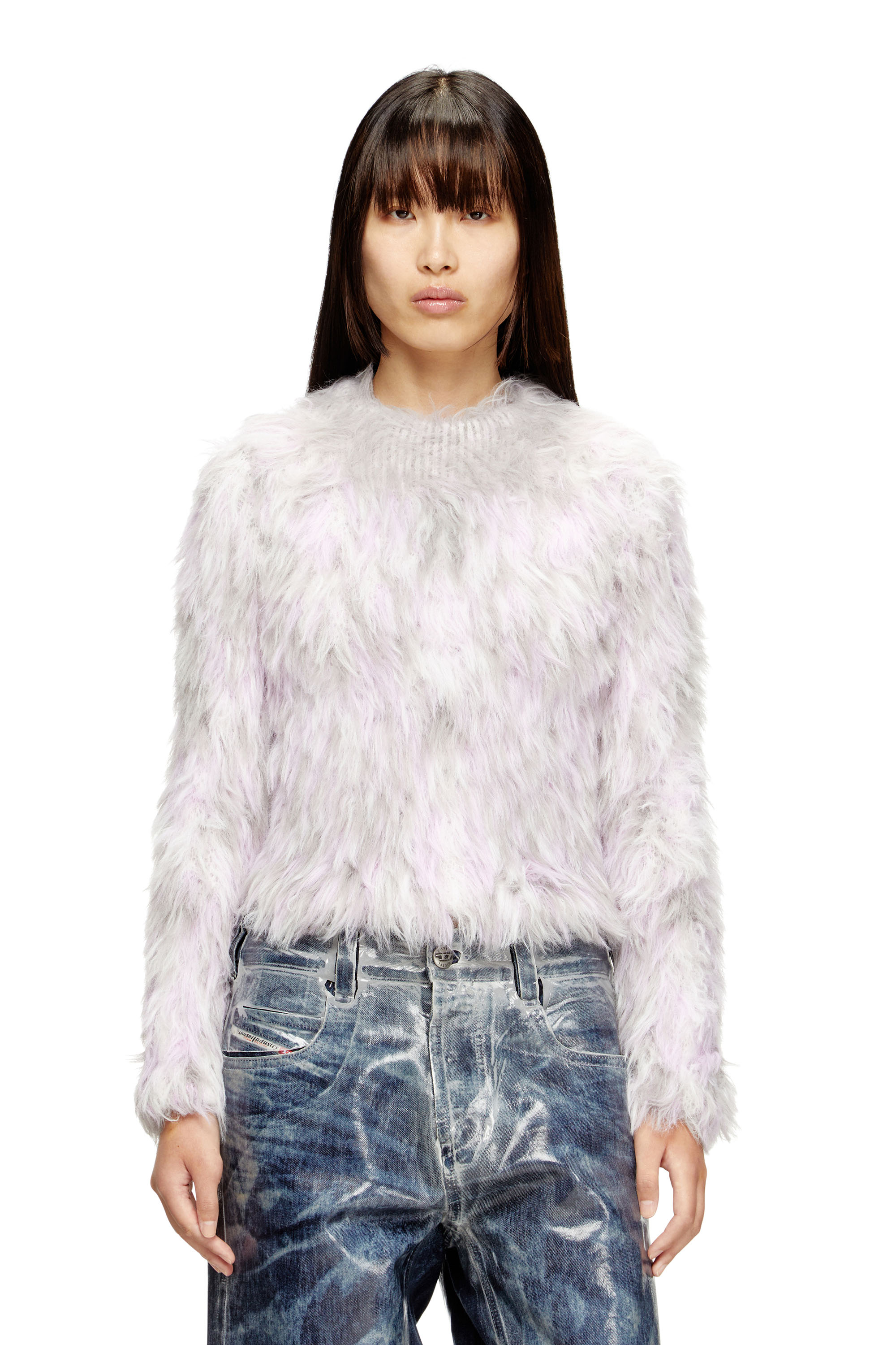 M-ANNIKA, Violet/Grey Diesel - M-ANNIKA, Woman's Fluffy jacquard-knit jumper in Violet/Grey - 3