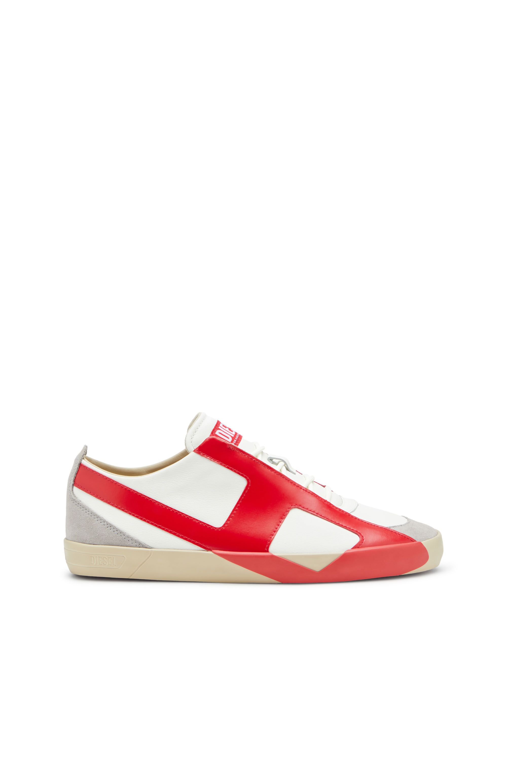 Diesel - S-SLANTE-D LOW, Man's S-Slante-D-Sneakers in suede and leather with D logo in White/Red - 1