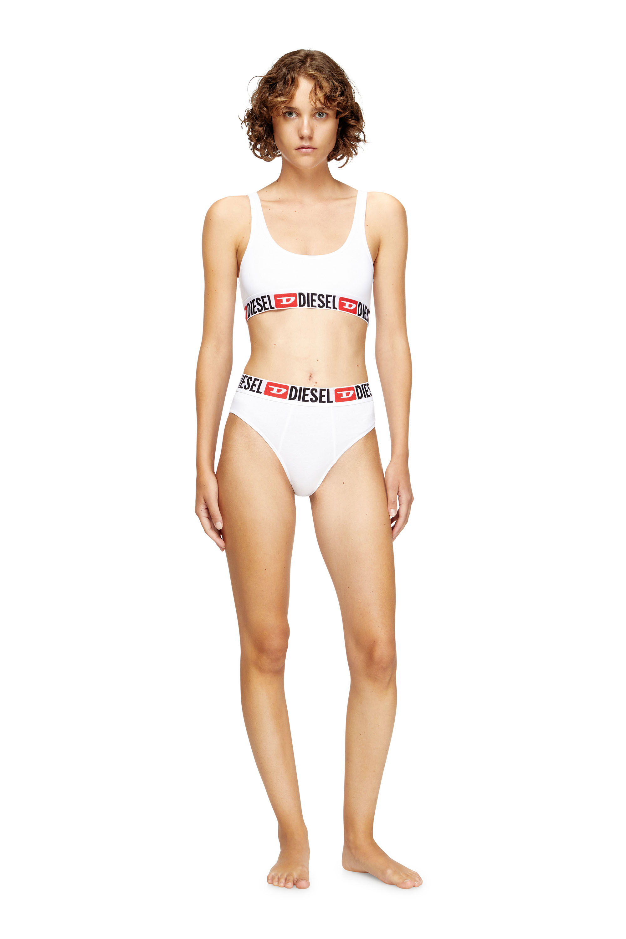 Diesel - UFSB-ORIBA, Woman's Bralette with logo band in White - 2