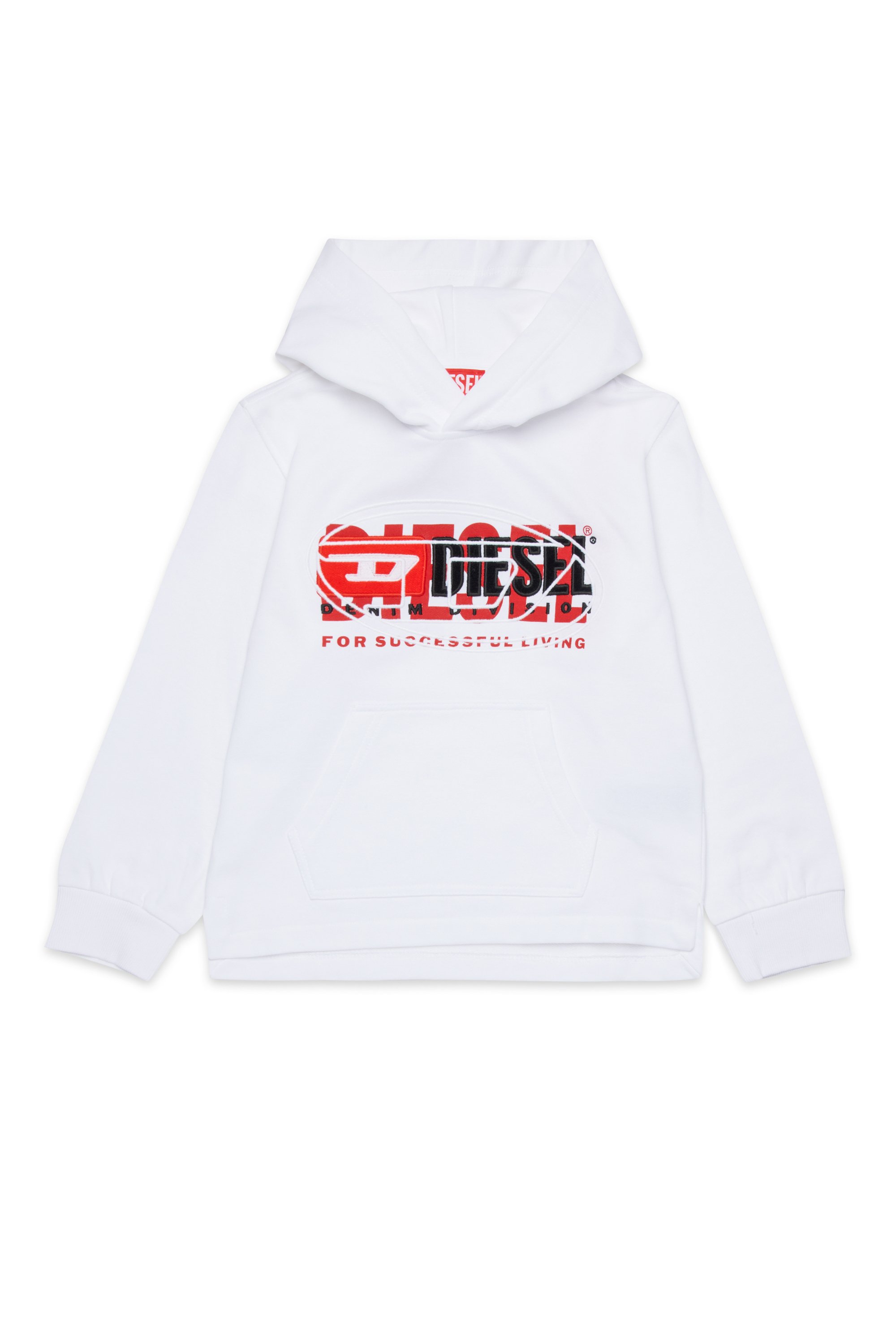 Diesel - SBAXTHOOD OVER, Man's Hoodie with superimposed logos in White - 1