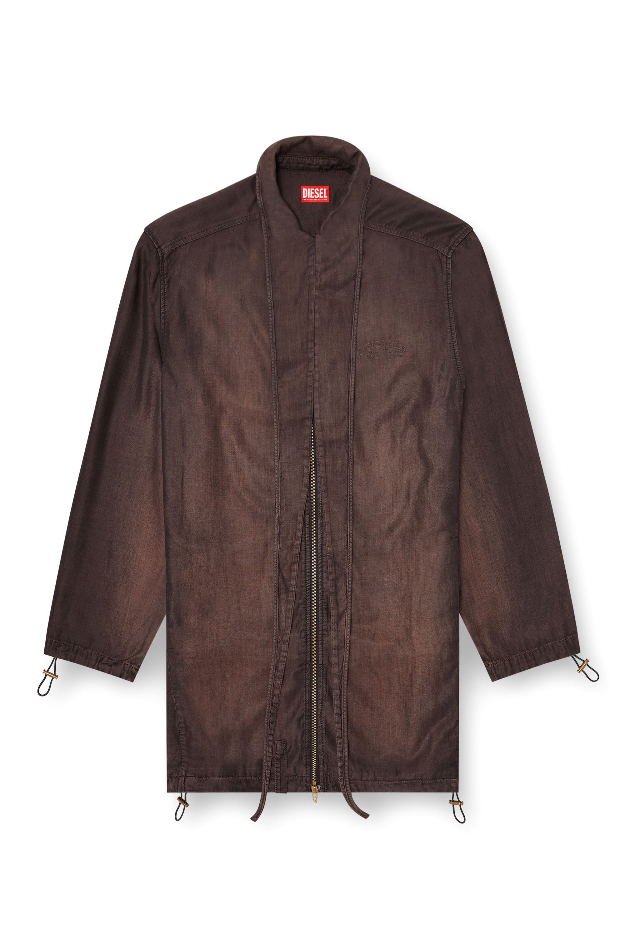Diesel - DE-TROIT-S, Woman's Light jacket in fluid coated denim in Brown - 3