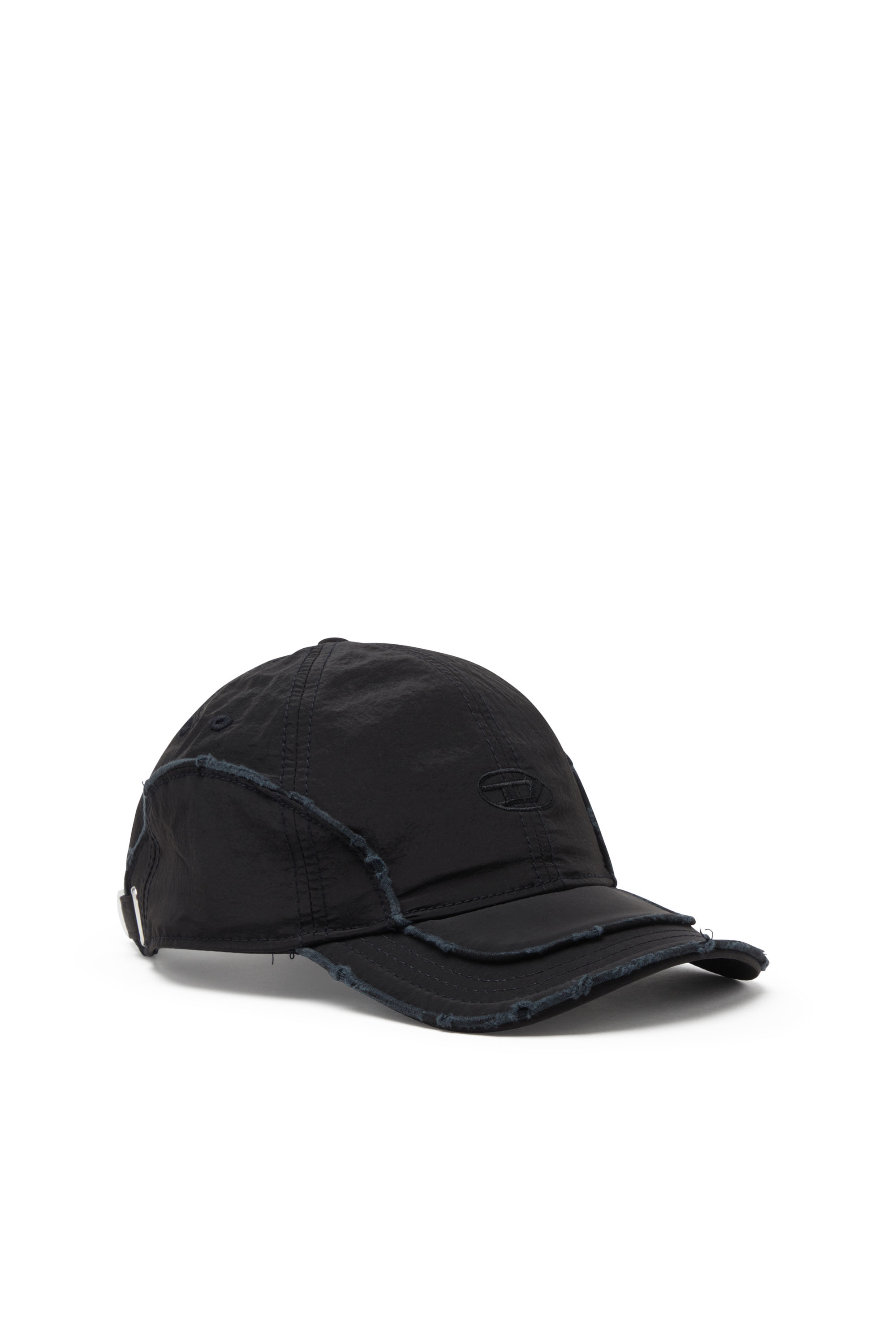 Diesel - C-ONNOR, Man's Crinkled nylon baseball cap with tonal D in Black - 2