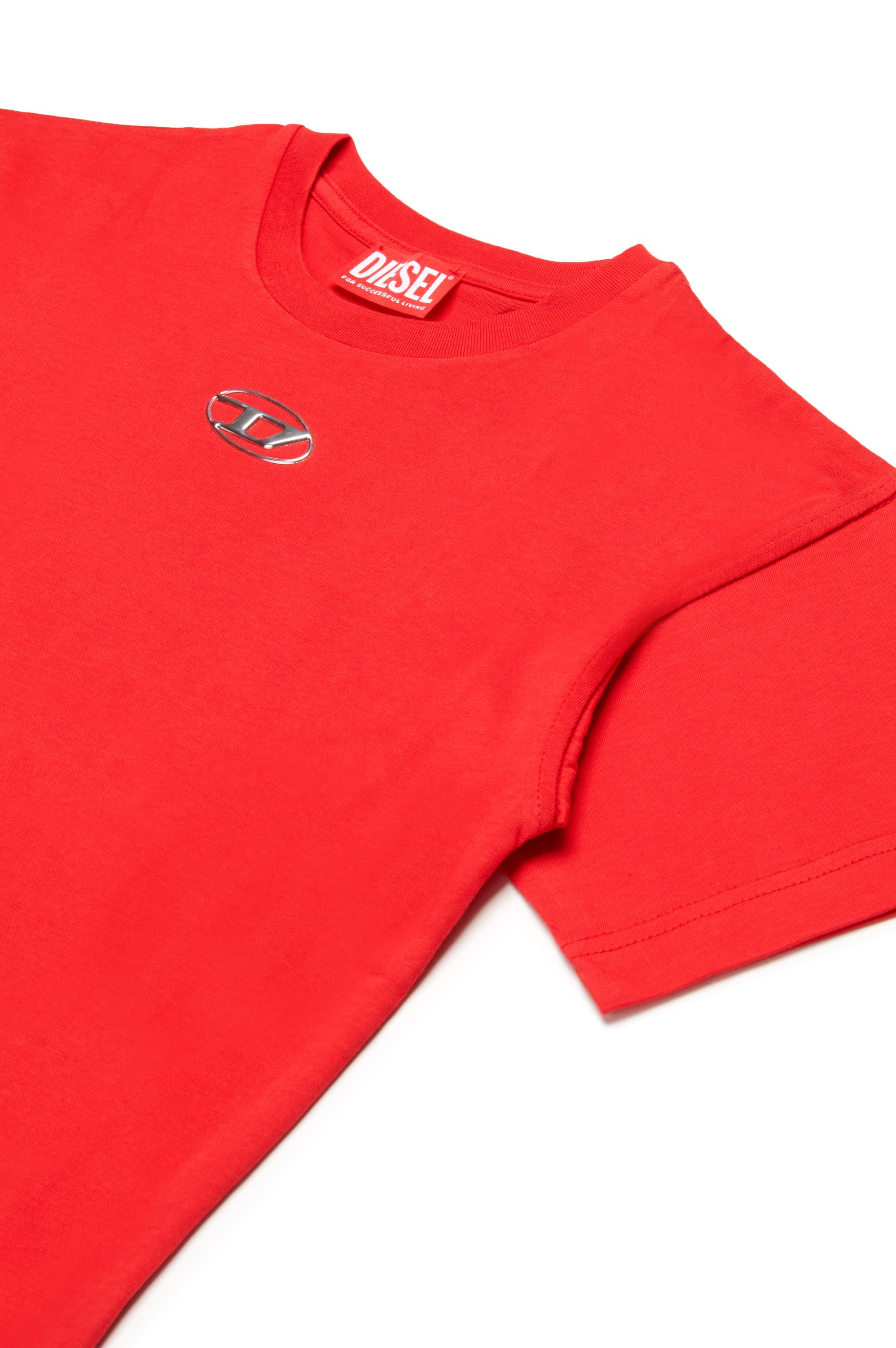 Diesel - TMARCUS OVER, Man's T-shirt with metallic Oval D in Red - 3