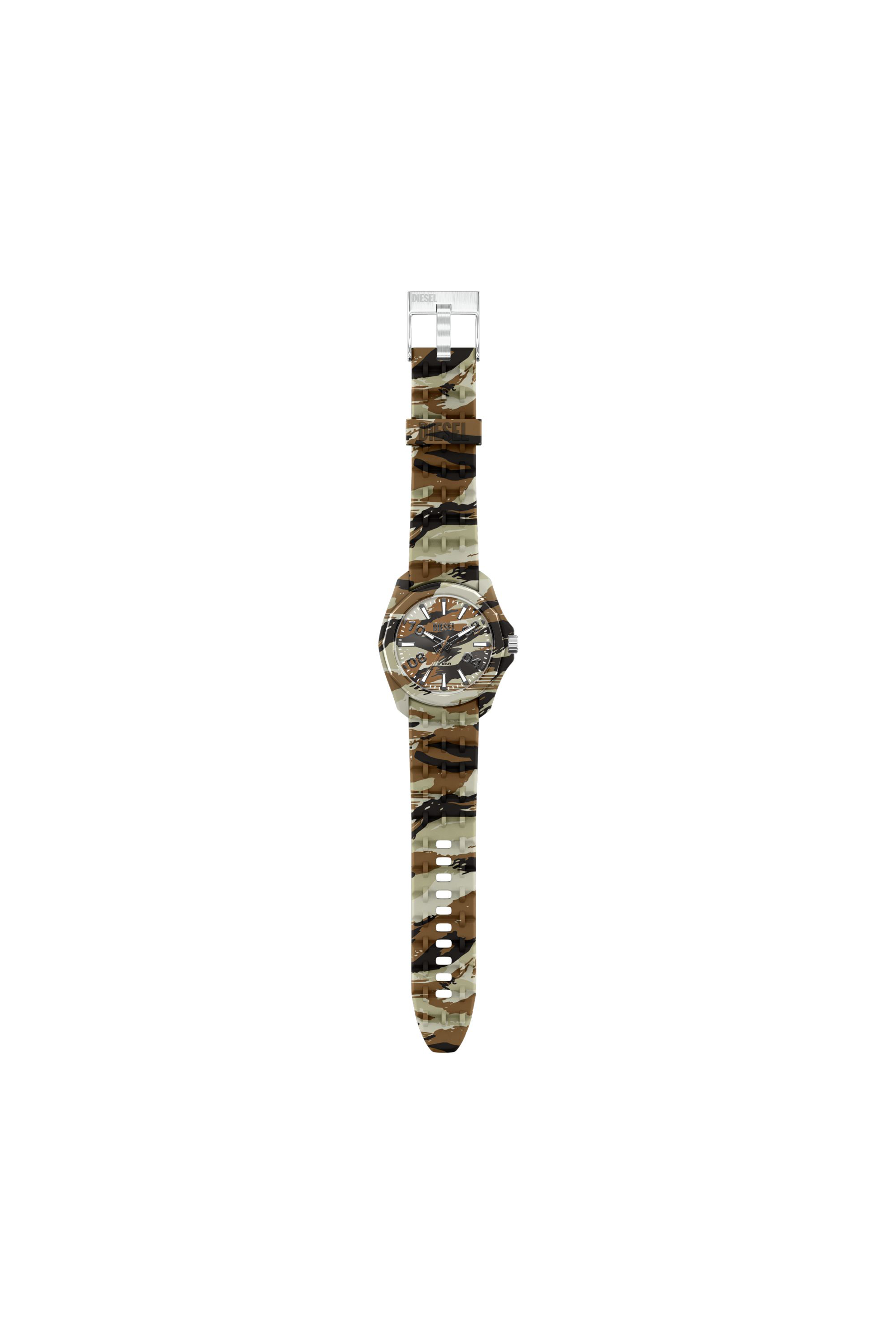 Diesel - DZ2242 WATCH, Man's Stinger camo silicone watch in Brown/Green - 2