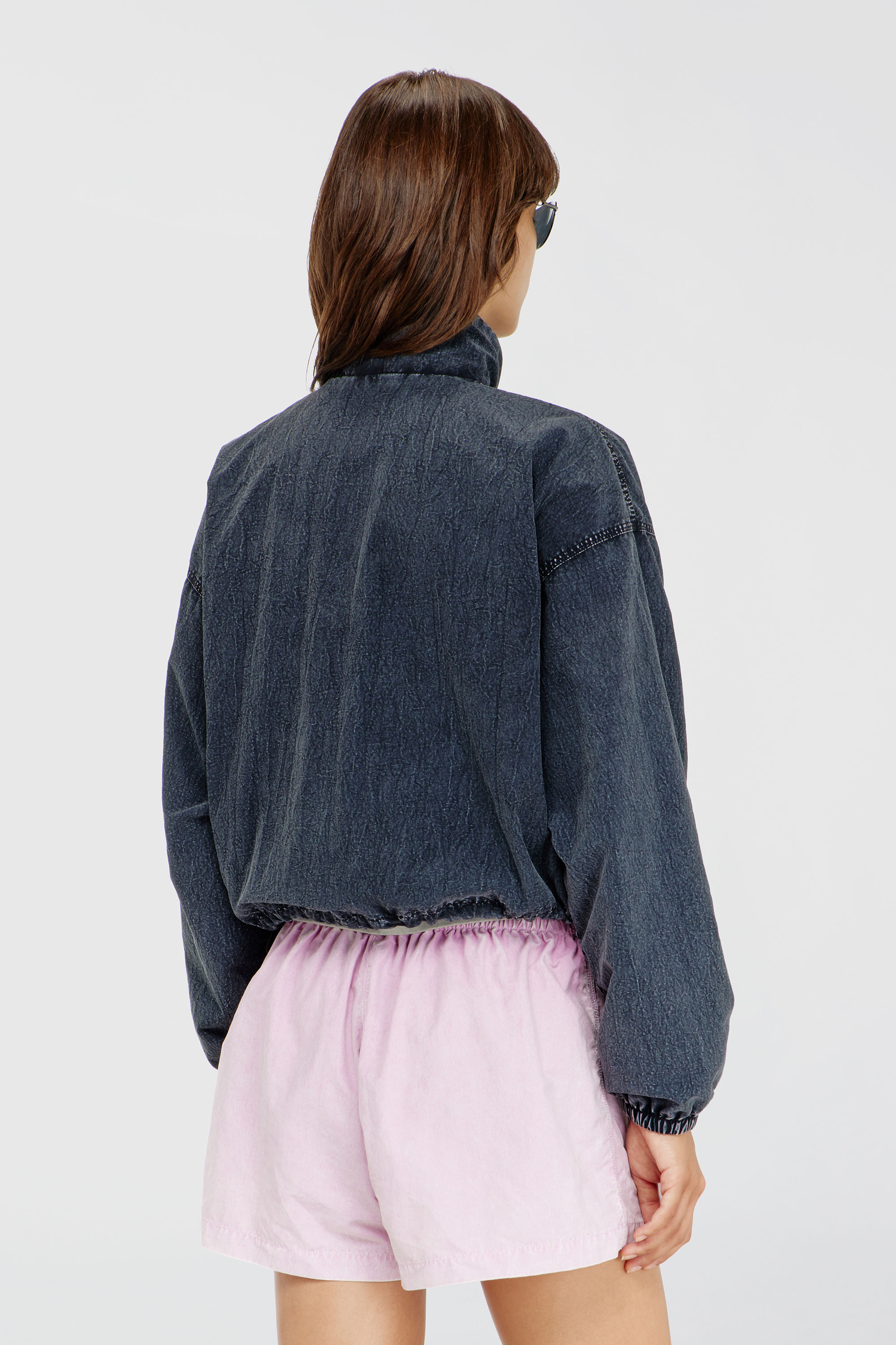Diesel - G-LEAMER, Woman's Windbreaker jacket in acid-wash Taslan in Dark Blue - 4