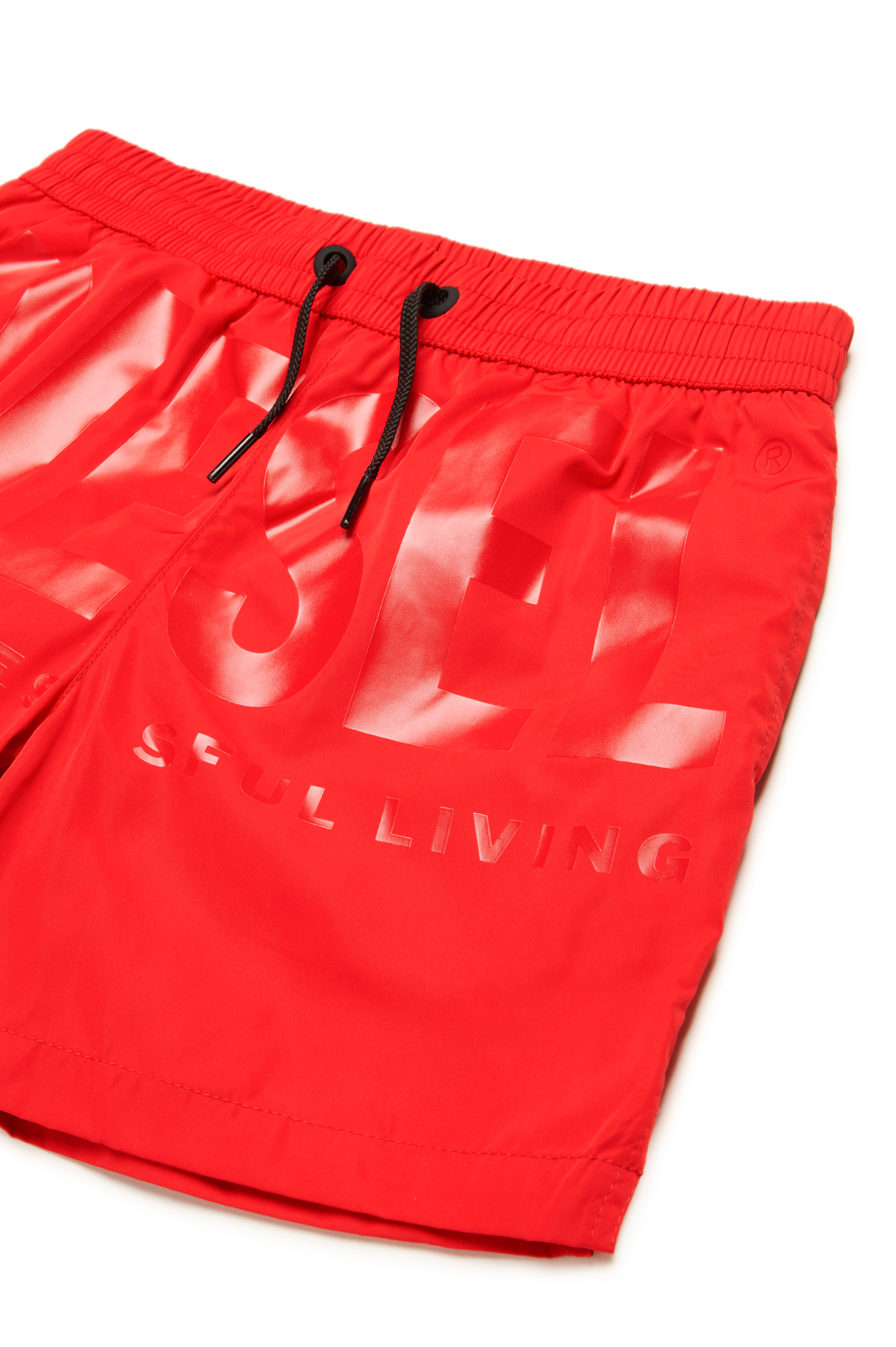 Diesel - MKENM, Man's Swim shorts with tonal Biscotto logo in Red - 3