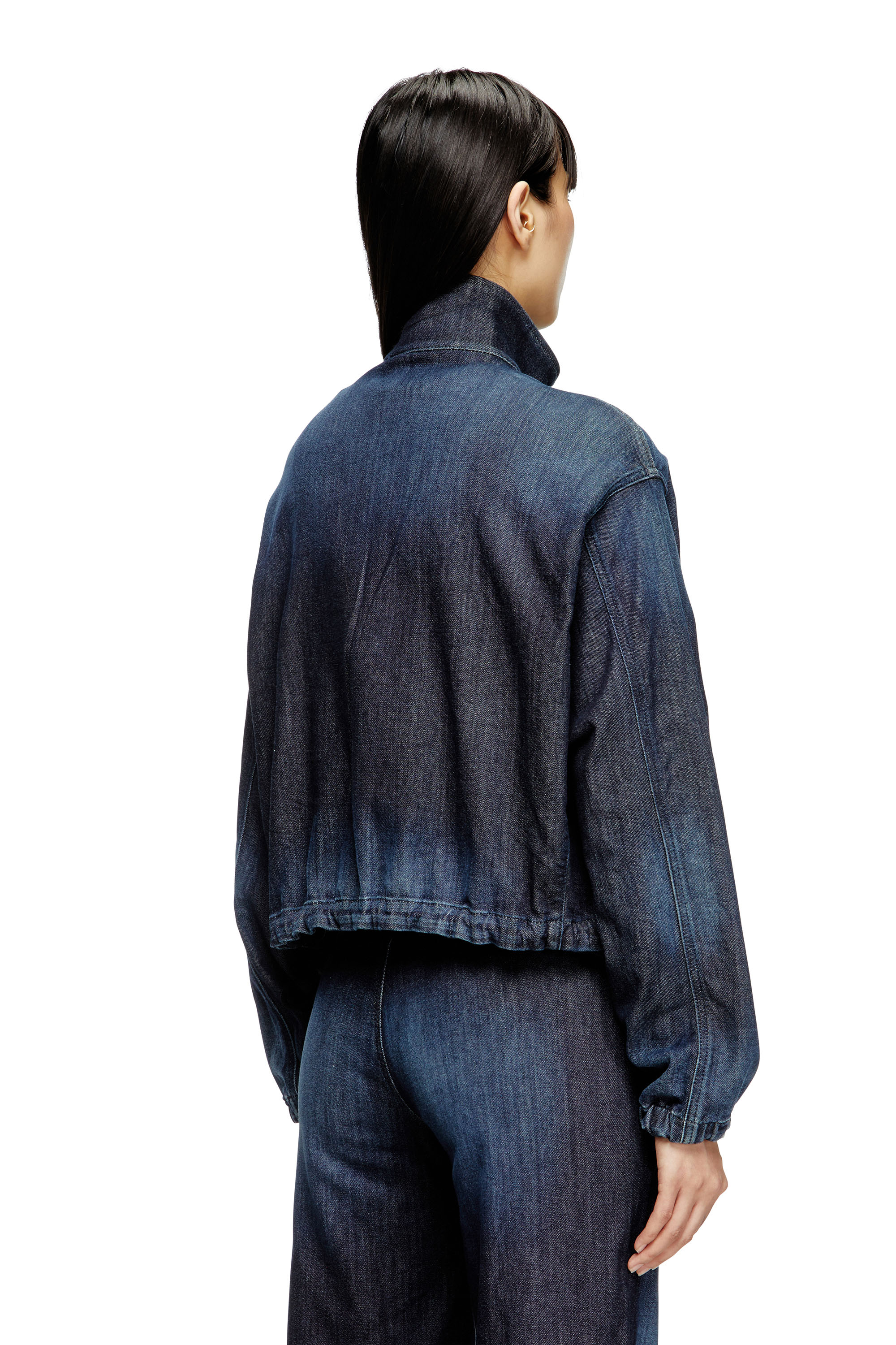 Diesel - DE-SANDERZ JOGG, Woman's High-neck JoggJeans jacket in Dark Blue - 4