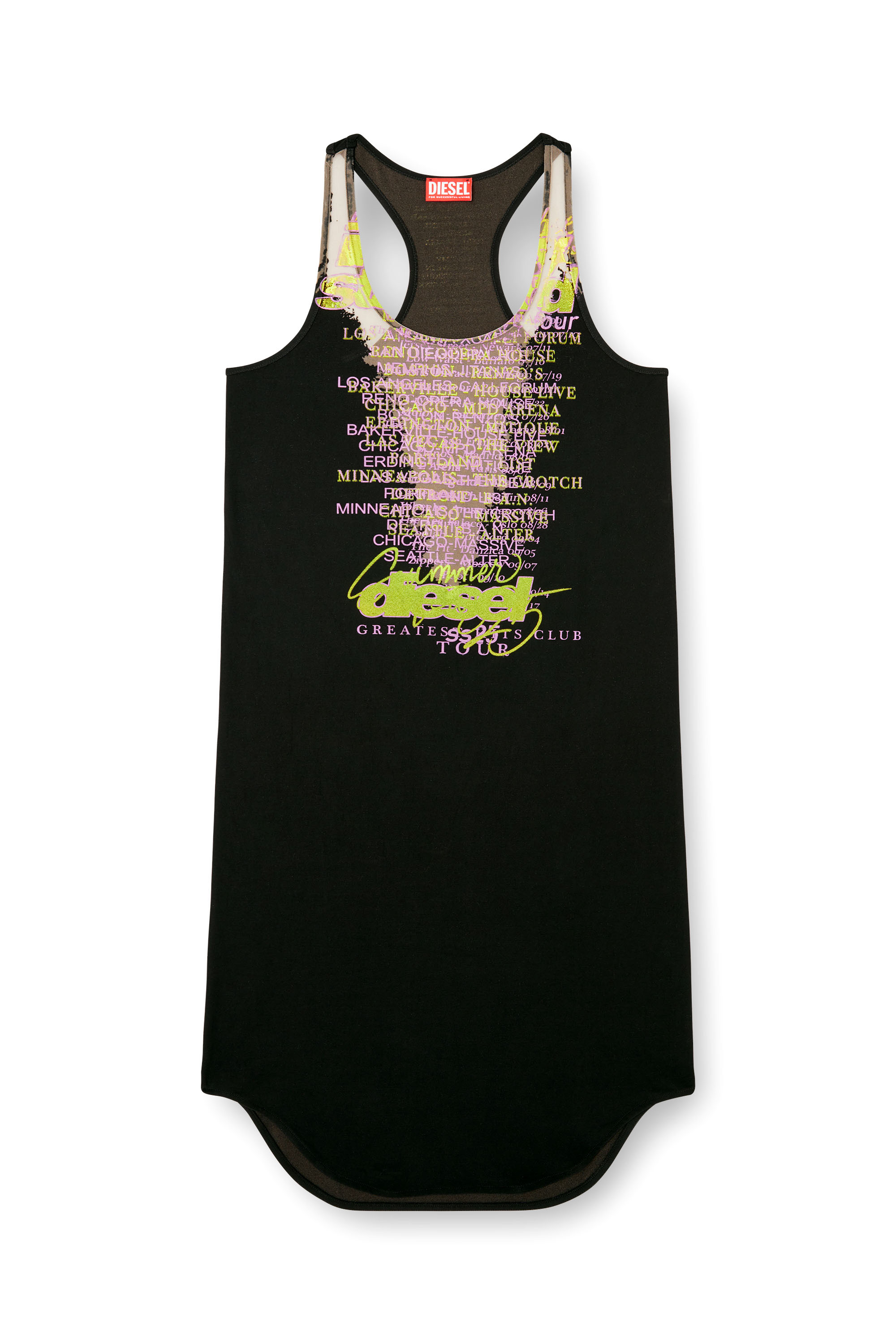 D-SHANY-LONG, Black Diesel - D-SHANY-LONG, Woman's Sleeveless tank dress with lyrics print in Black - 2
