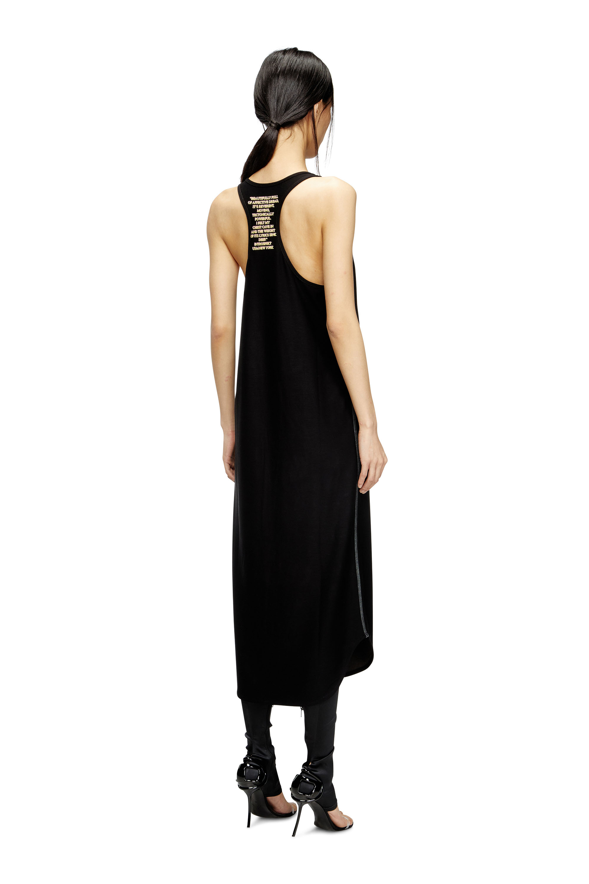 D-SHANY-LONG, Black Diesel - D-SHANY-LONG, Woman's Sleeveless tank dress with lyrics print in Black - 4