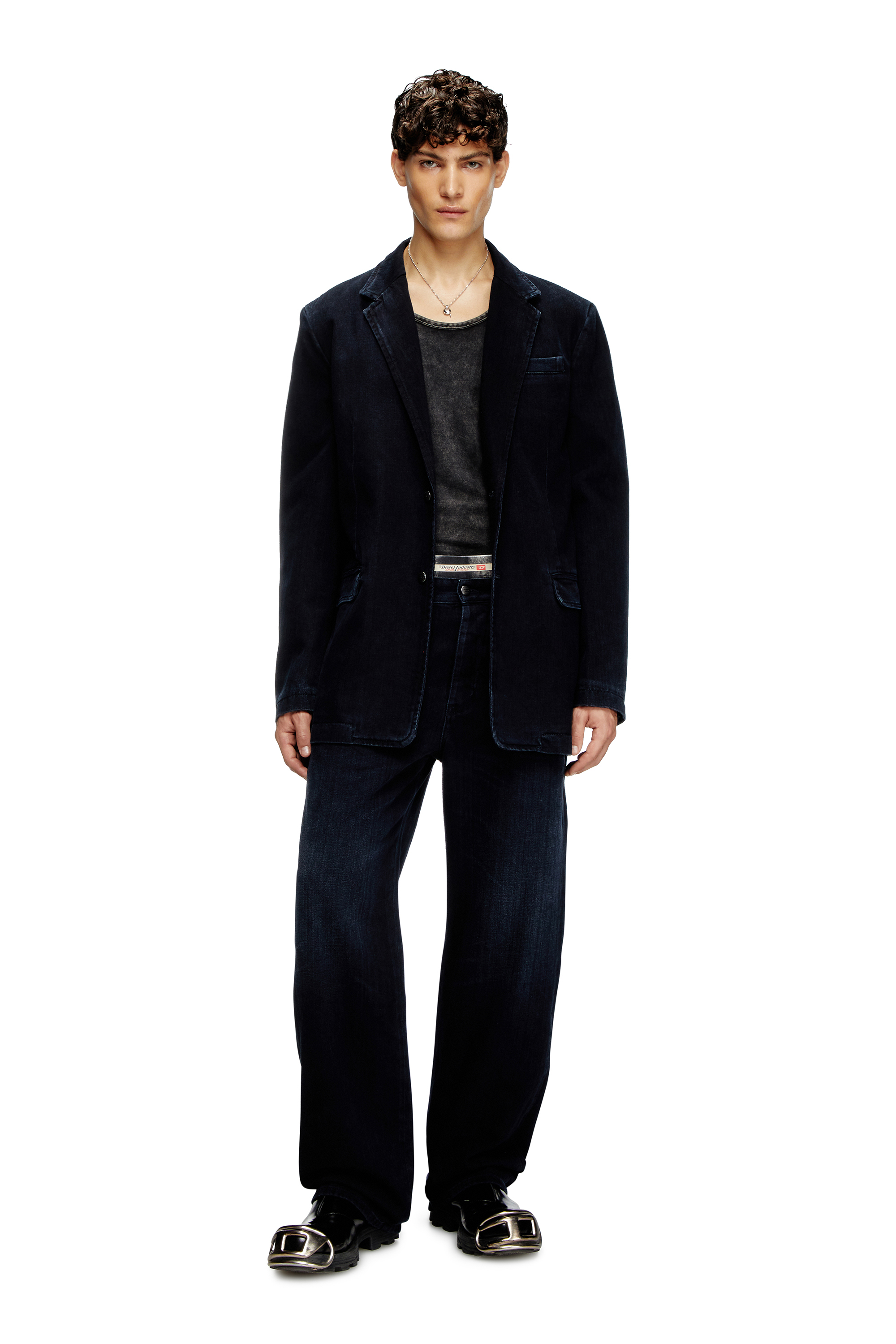 D-REGER-D, Dark Blue Diesel - D-REGER-D, Unisex's Blazer in lightly treated denim in Dark Blue - 1