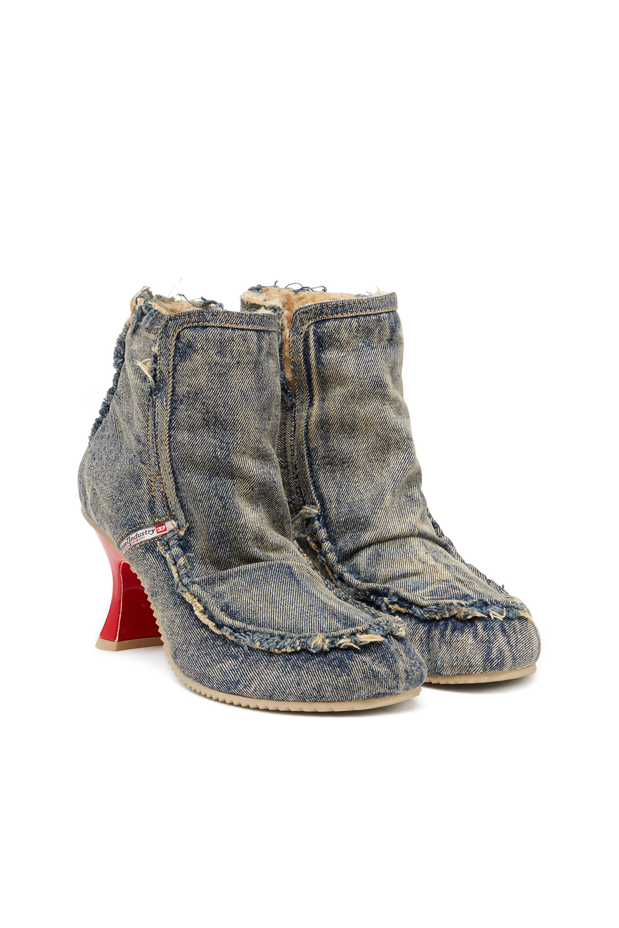 Diesel - D-WOODSTOCK HEEL AB, Woman's D-Woodstock - Denim boots with heel in Blue - 4