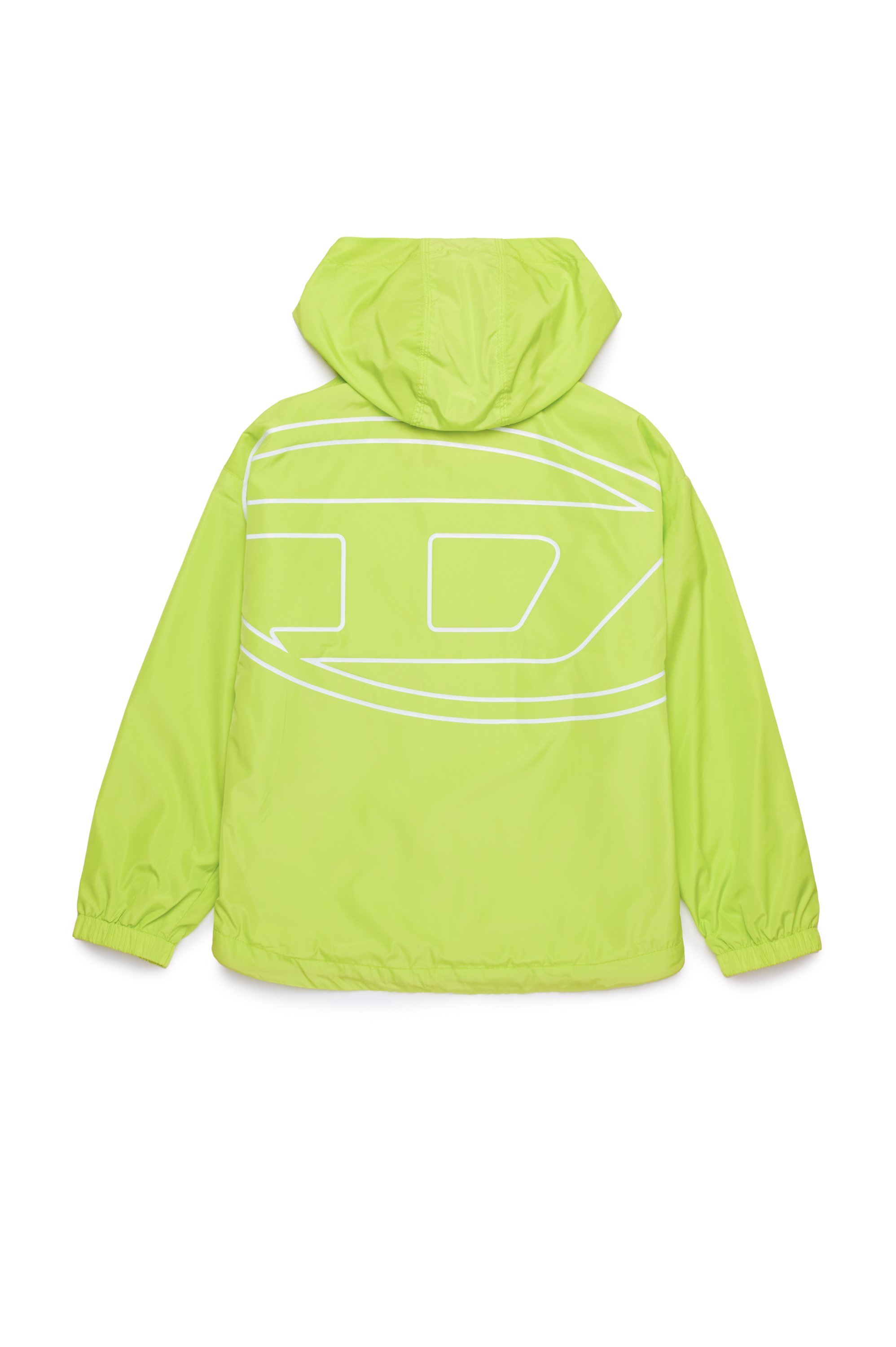 Diesel - JCLOG, Man's Windbreaker with mega Oval D print in Green Fluo - 2