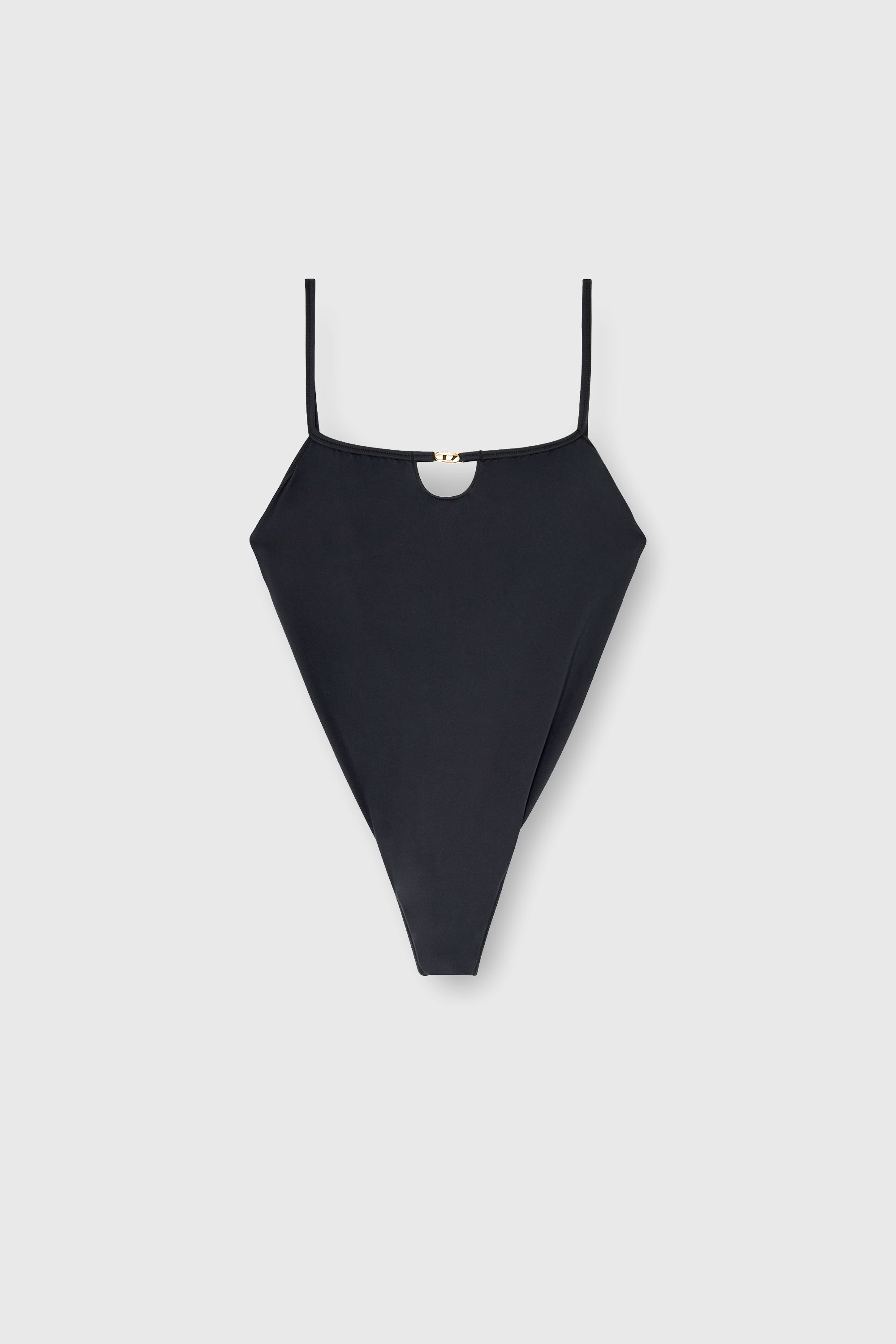 Diesel - KIARA-UTLT, Woman's Nylon bodysuit with cut-out and metal Oval D in Black - 2