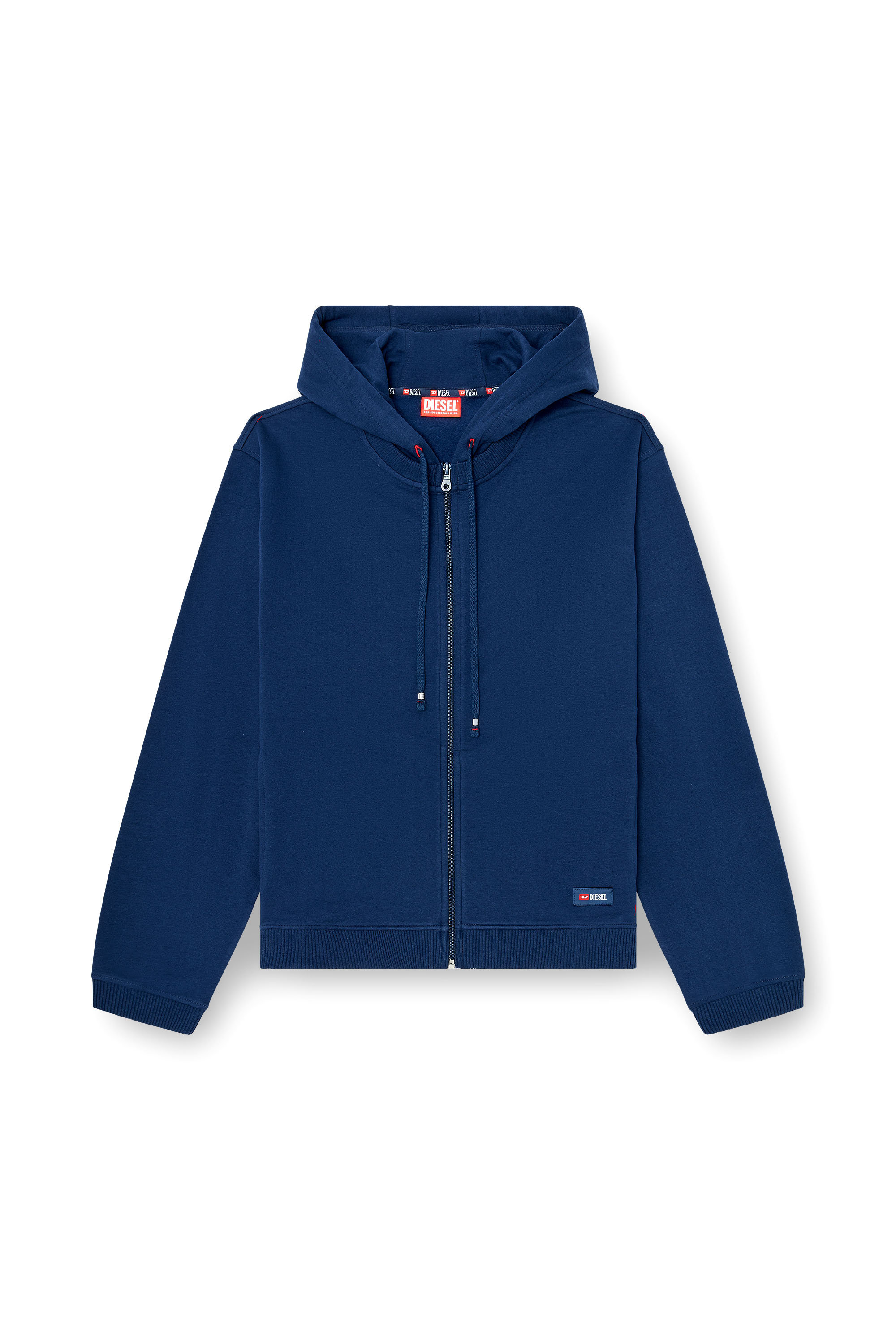 Diesel - JOY-D-CORE, Man's Hoodie in peached cotton blend in Blue - 3