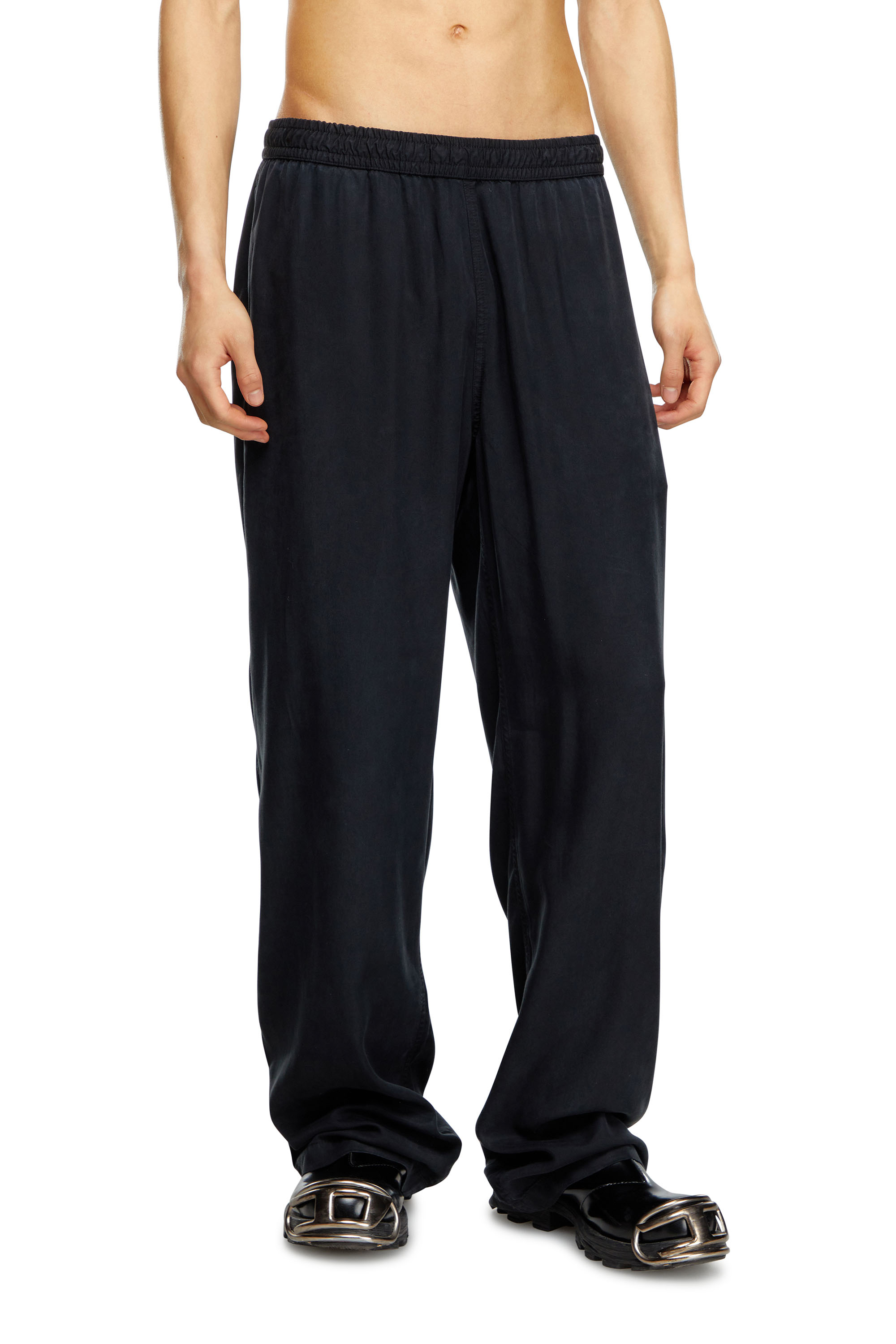 P-DREYER-C, Black Diesel - P-DREYER-C, Man's Drawstring pants in faded twill in Black - 3