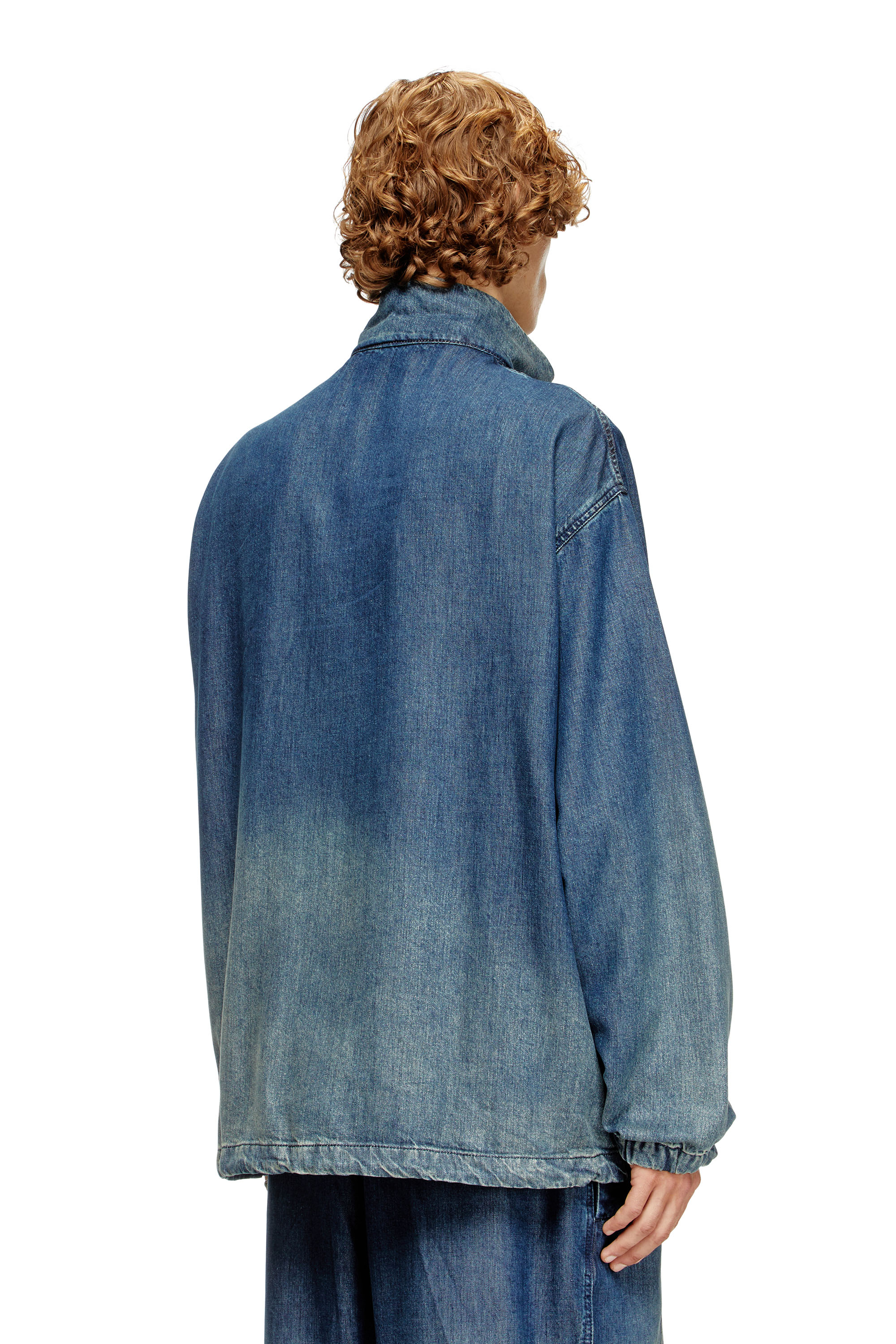 D-KRAP-S6, Medium blue Diesel - D-KRAP-S6, Man's Zipped jacket in fluid denim in Medium blue - 4