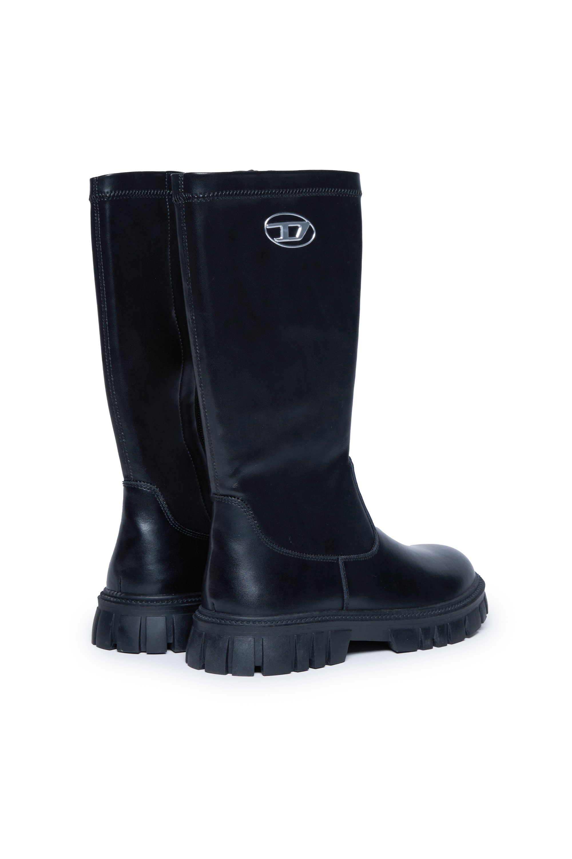 Diesel - D-HAMMER KNT, Unisex's Knee-high leather boots in Black - 4