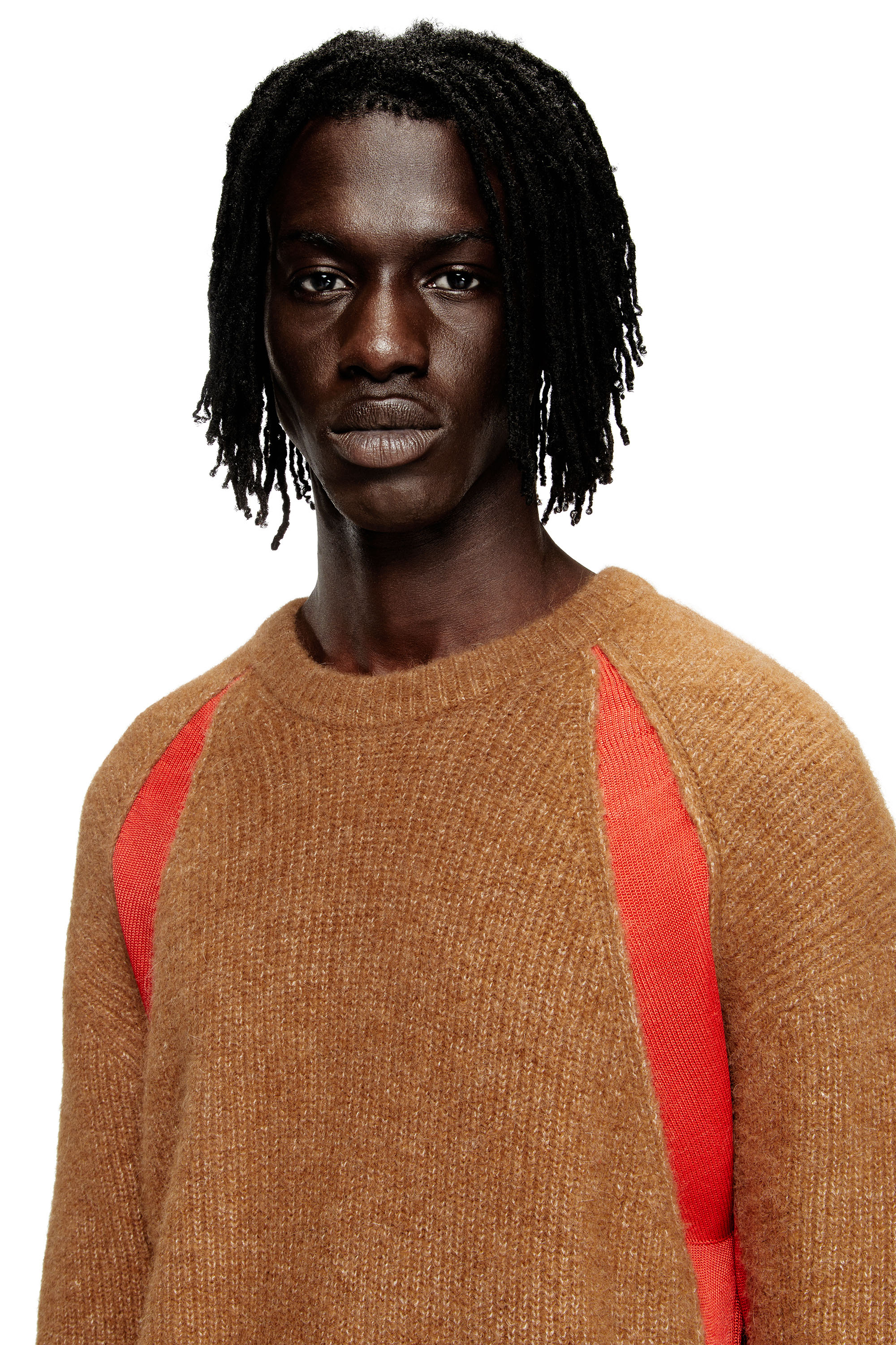 Diesel - K-LOLLO, Man's Alpaca-blend jumper with contrast inserts in Brown - 5