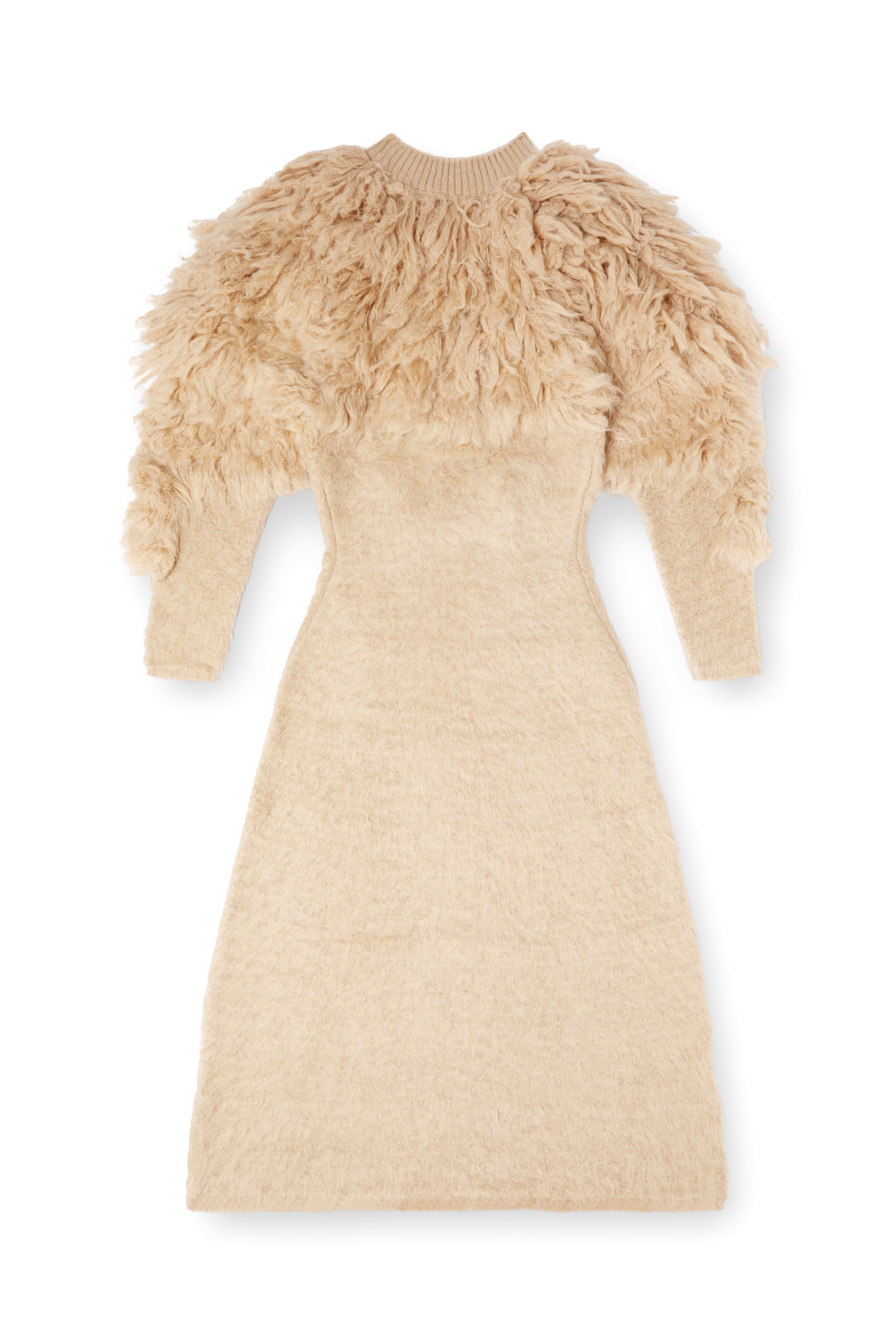 Diesel - M-PACE, Woman's Turtleneck dress in shaggy mohair in Beige - 1